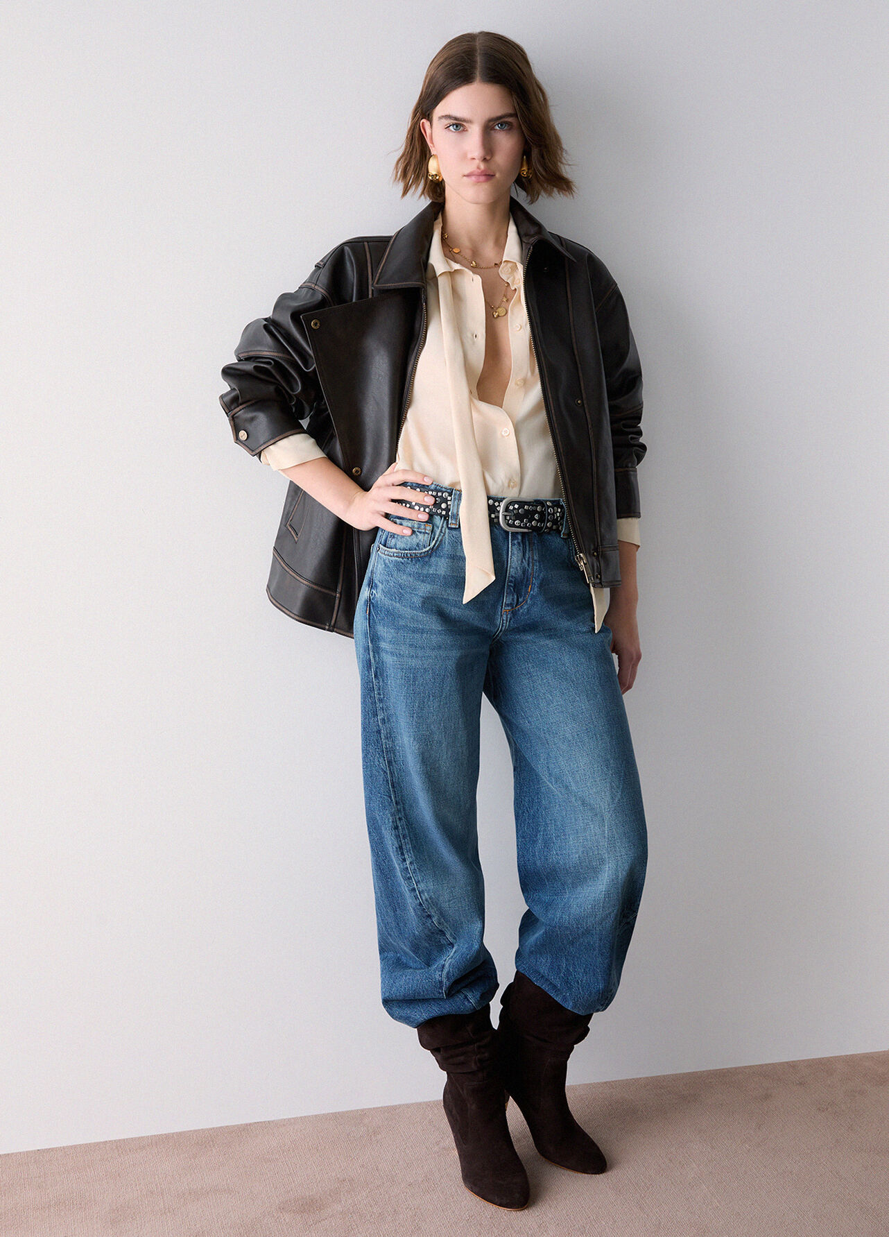 Jeans con cuciture asimmetriche - BLUE DENIM