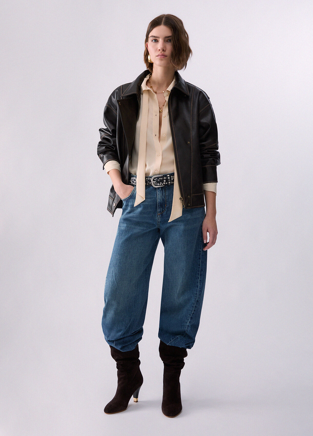 Jeans con cuciture asimmetriche - BLUE DENIM
