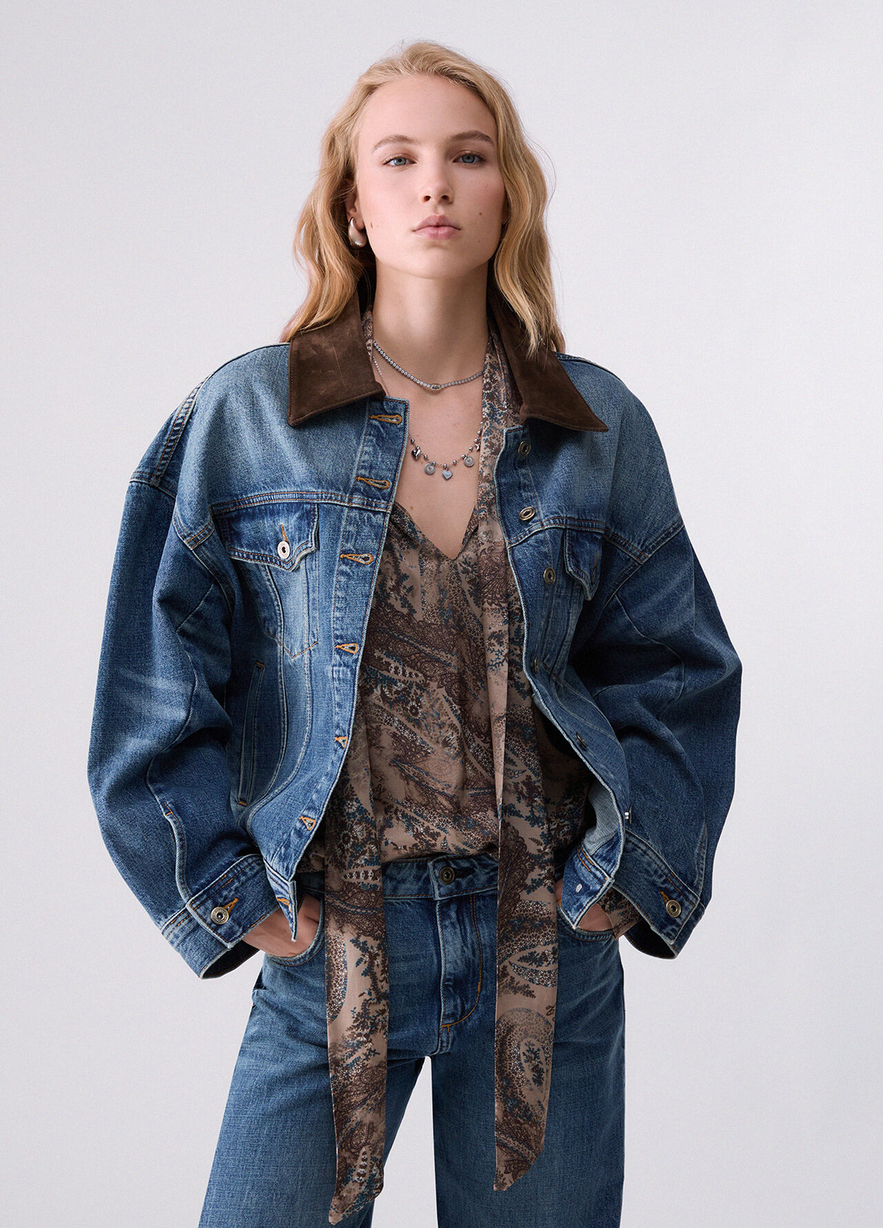Giacca oversize in denim - BLUE DENIM