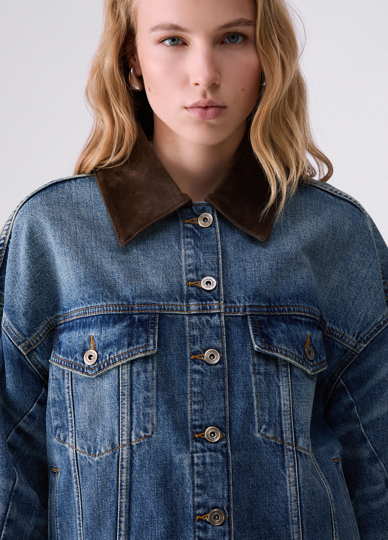 Giacca oversize in denim - BLUE DENIM