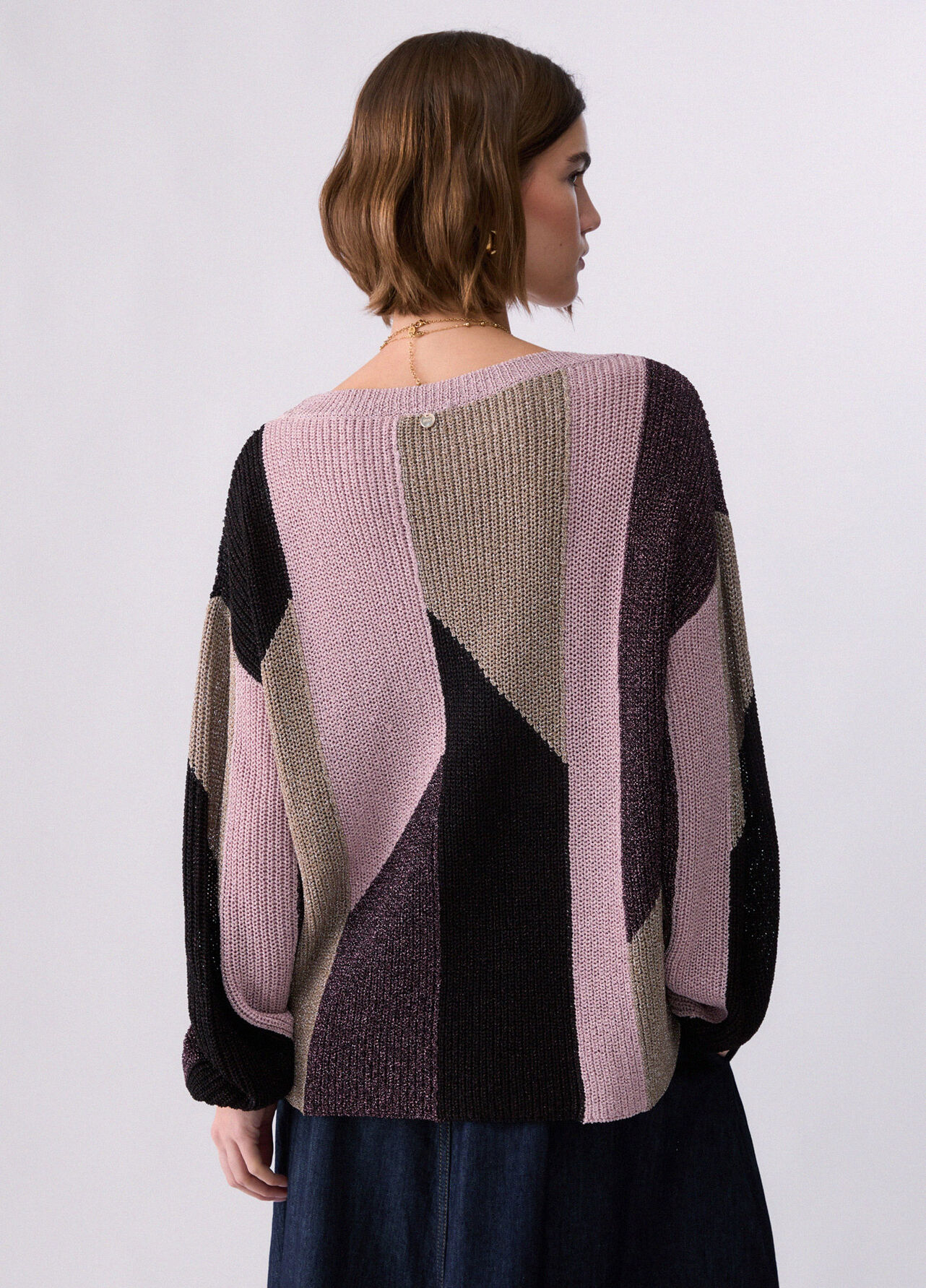 Maglia con intarsi lamé - PINK