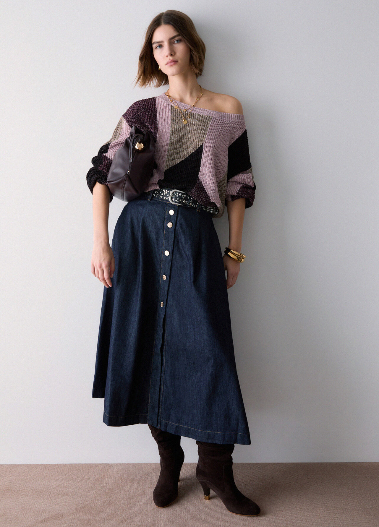 Maglia con intarsi lamé - PINK