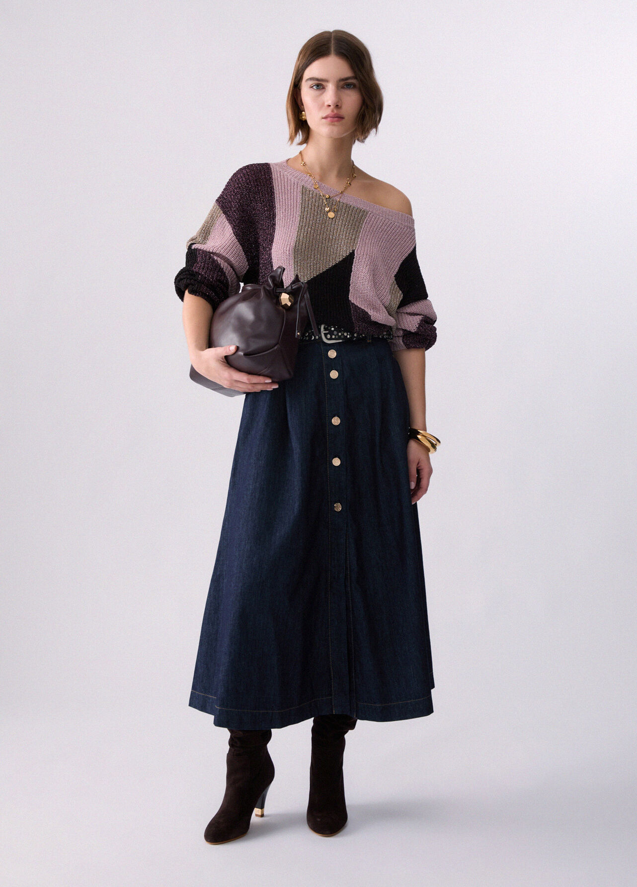 Maglia con intarsi lamé - PINK