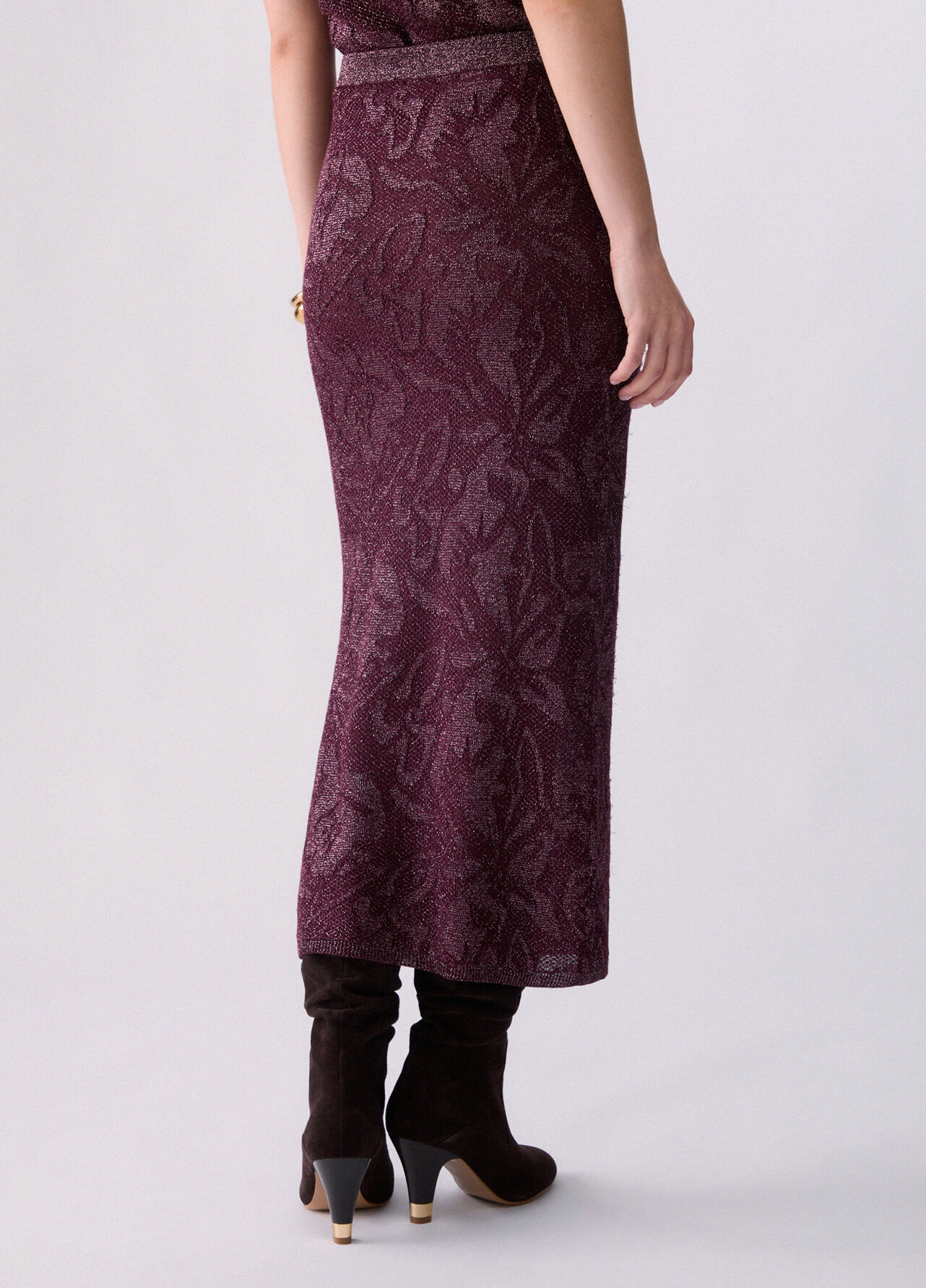 Longuette in pizzo lamé - AUBERGINE