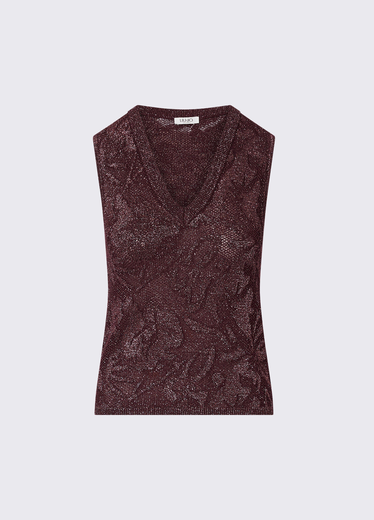Top in pizzo lamé - AUBERGINE