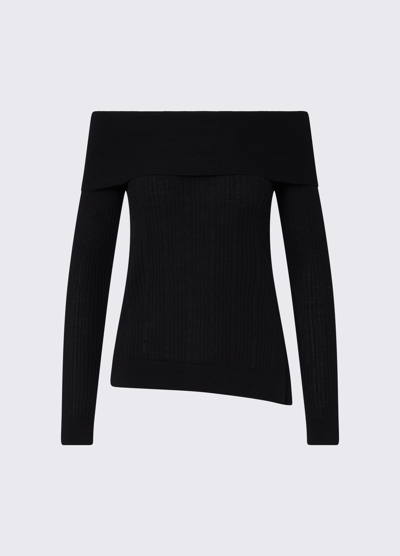 Maglia in lana con scollo bardot - BLACK