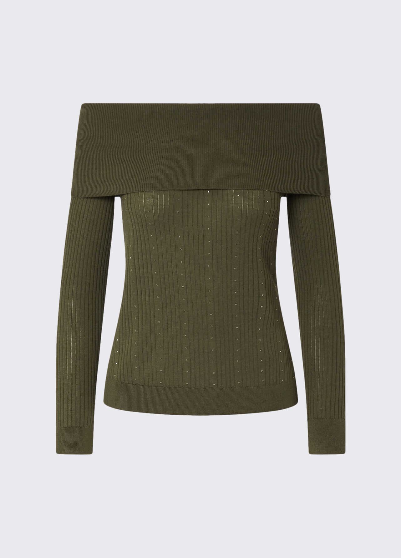Maglia in lana con scollo bardot - GREEN