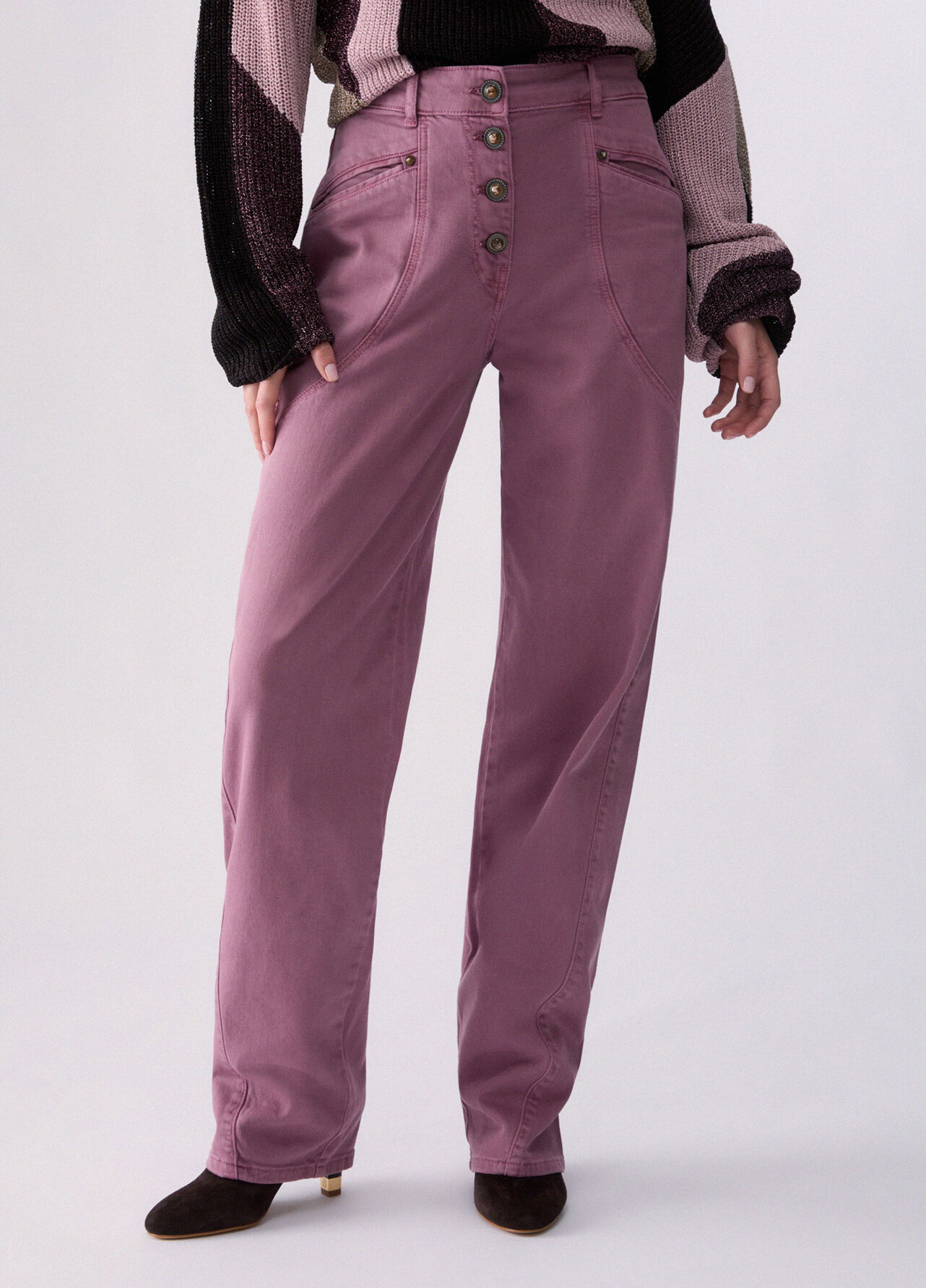Pantaloni baggy a vita bassa - PINK