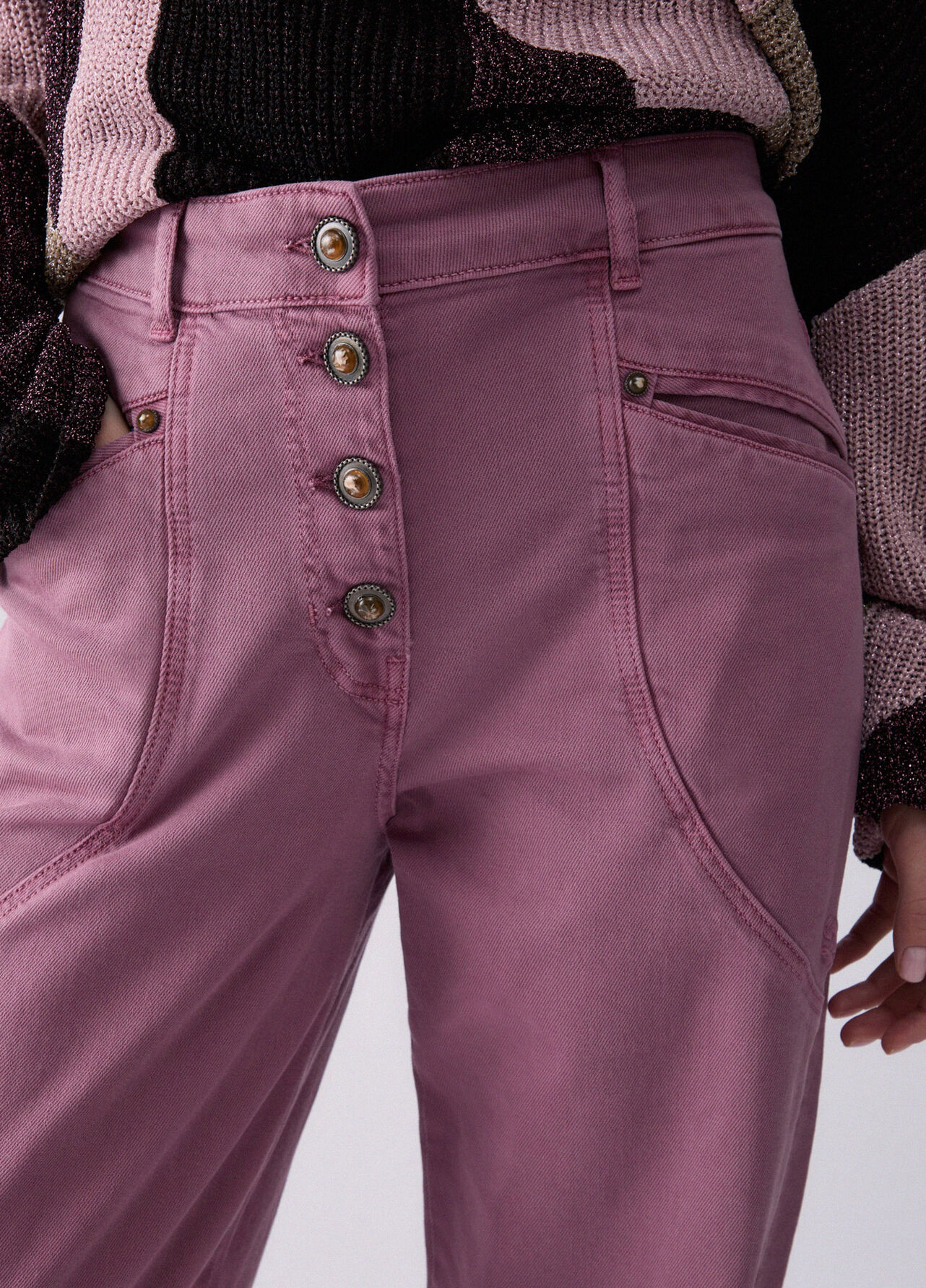 Pantaloni baggy a vita bassa - PINK