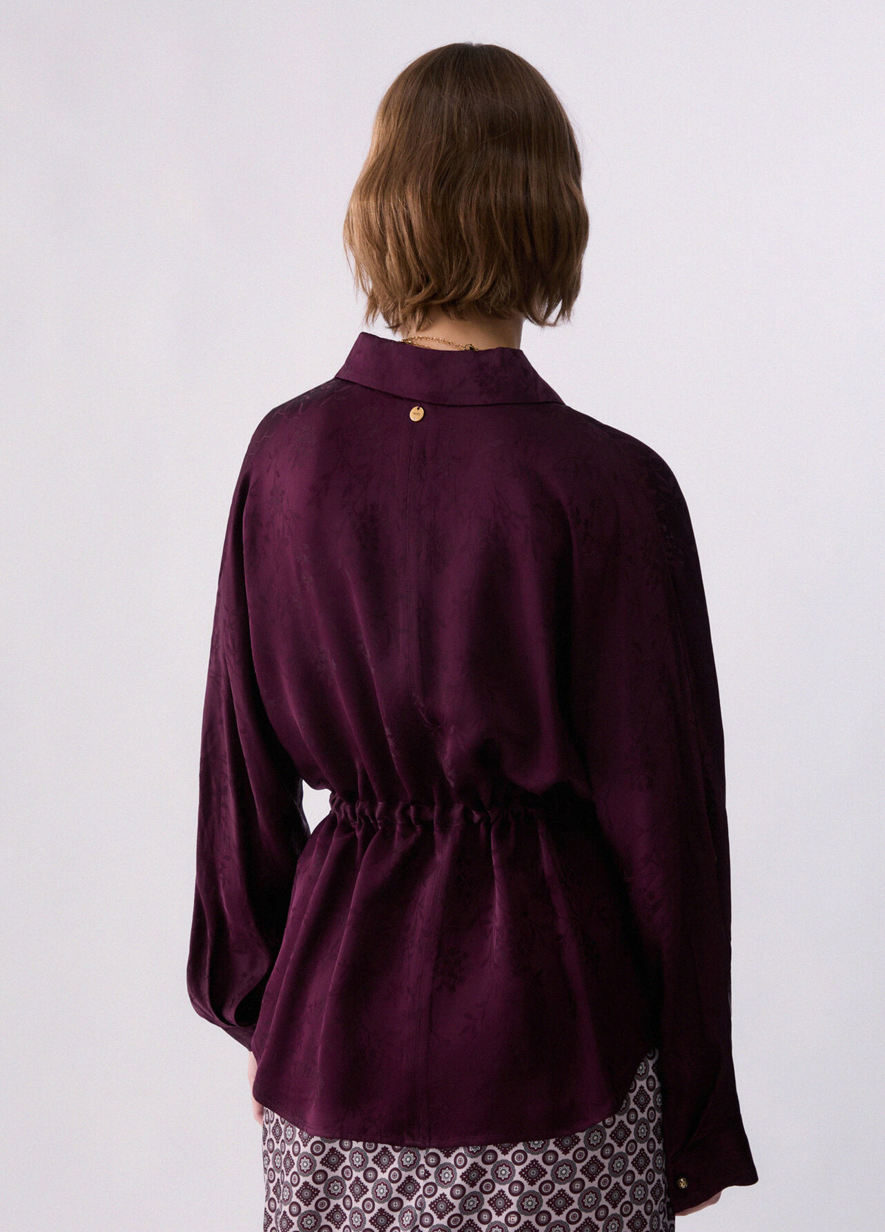 Camicia in raso jacquard - AUBERGINE
