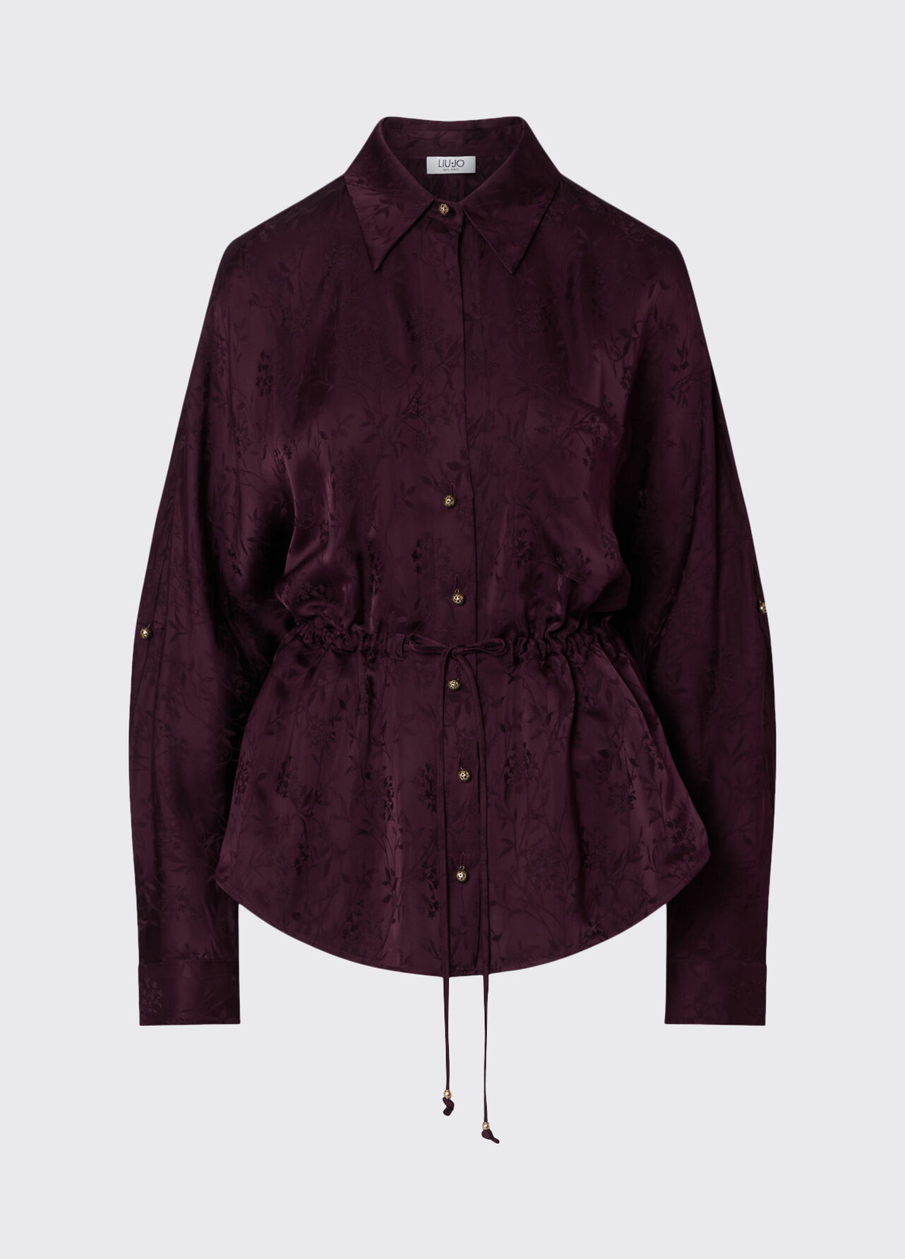 Camicia in raso jacquard - AUBERGINE