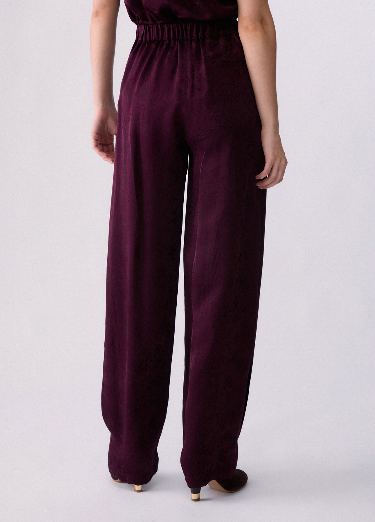 Pantaloni balloon in raso jacquard - AUBERGINE