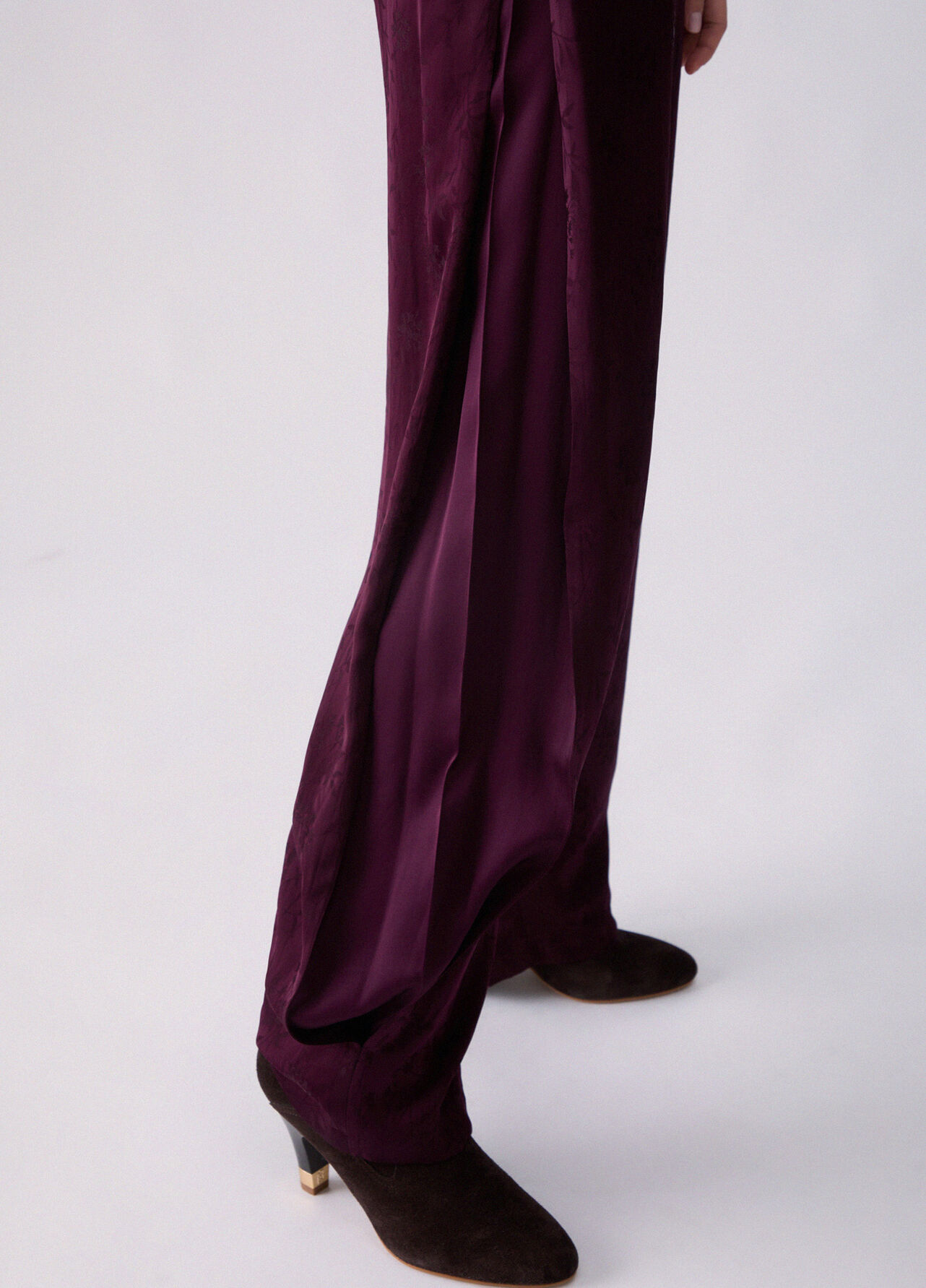Pantaloni balloon in raso jacquard - AUBERGINE