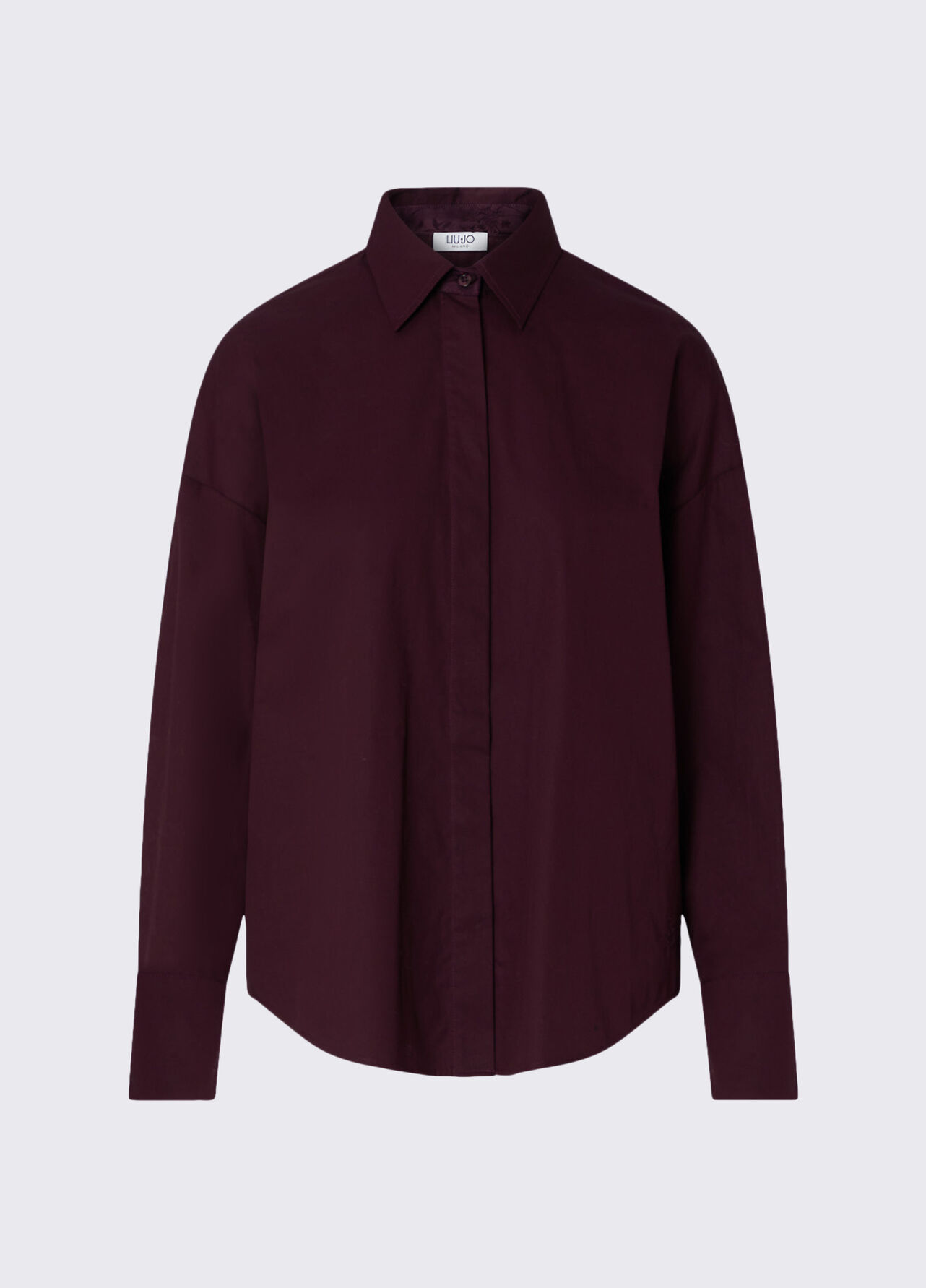 Camicia con inserto in raso jacquard - AUBERGINE