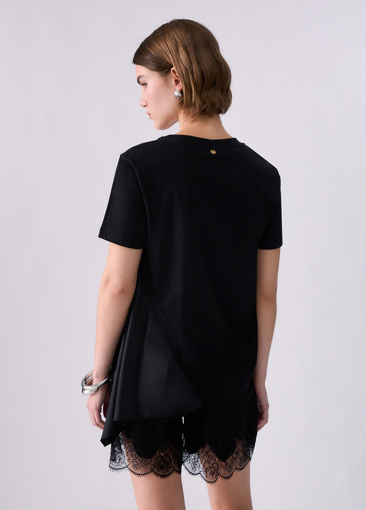 T-shirt bimateriale - BLACK