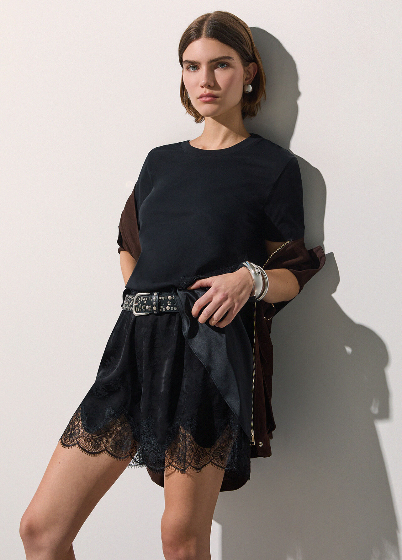 T-shirt bimateriale - BLACK