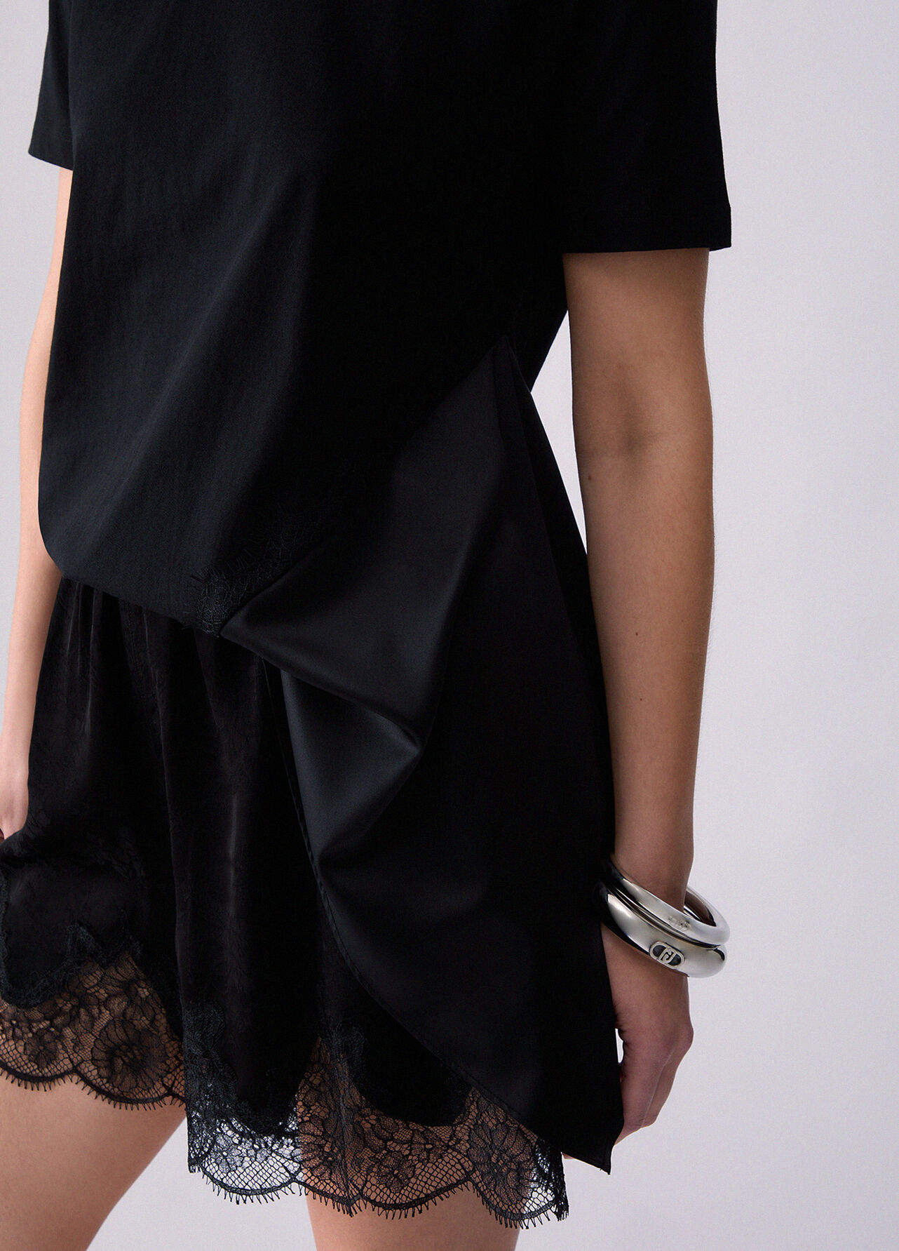 T-shirt bimateriale - BLACK