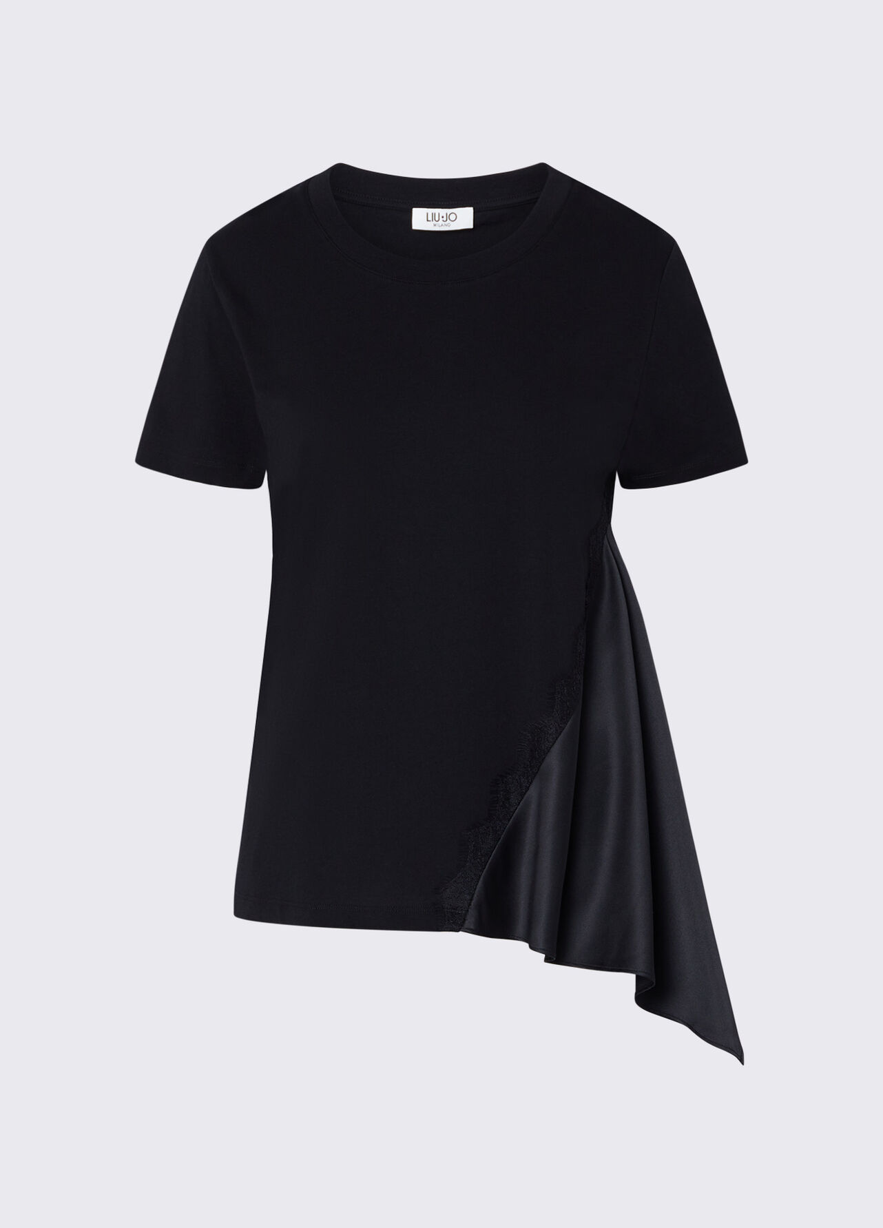T-shirt bimateriale - BLACK