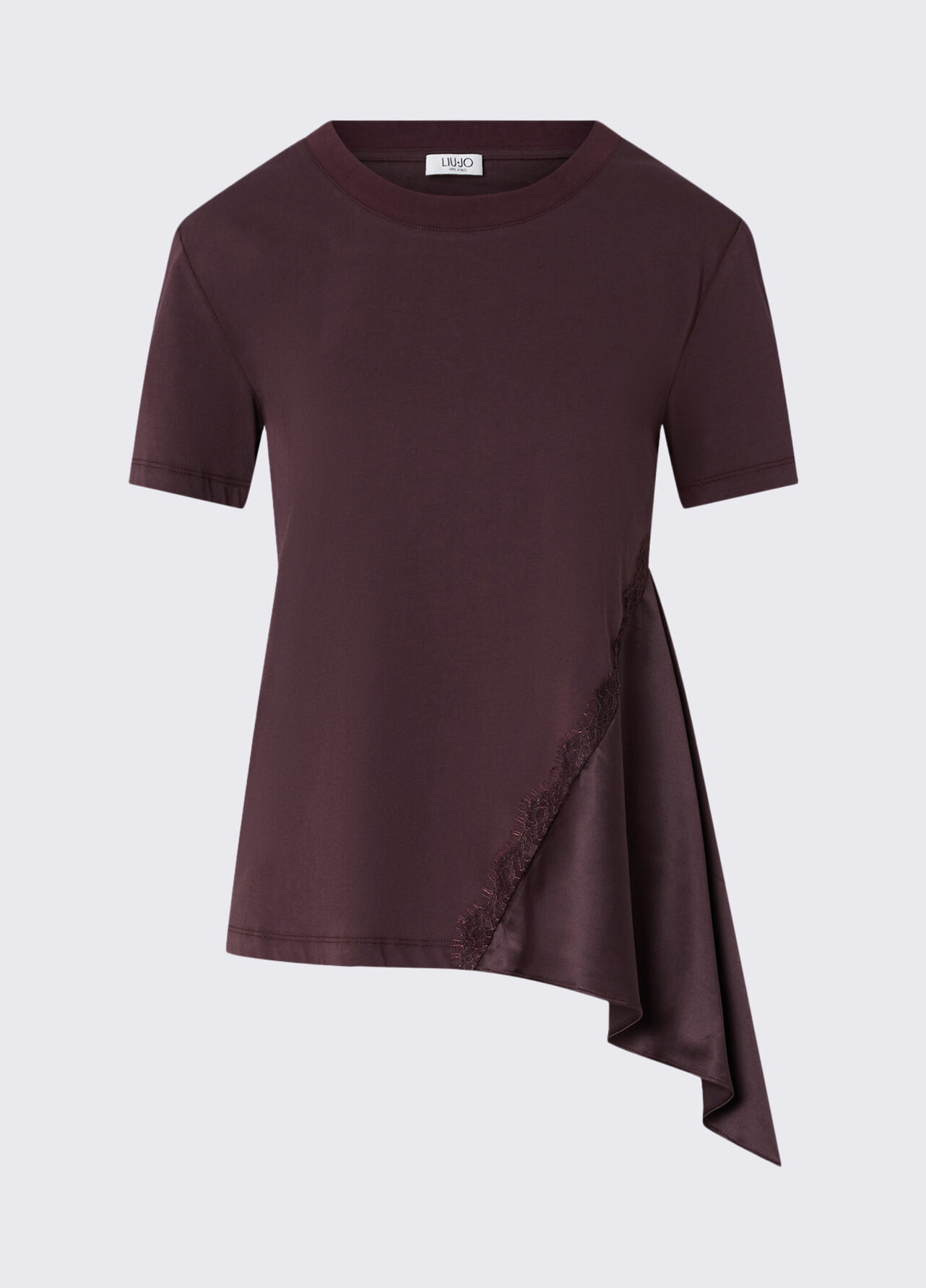T-shirt bimateriale - AUBERGINE