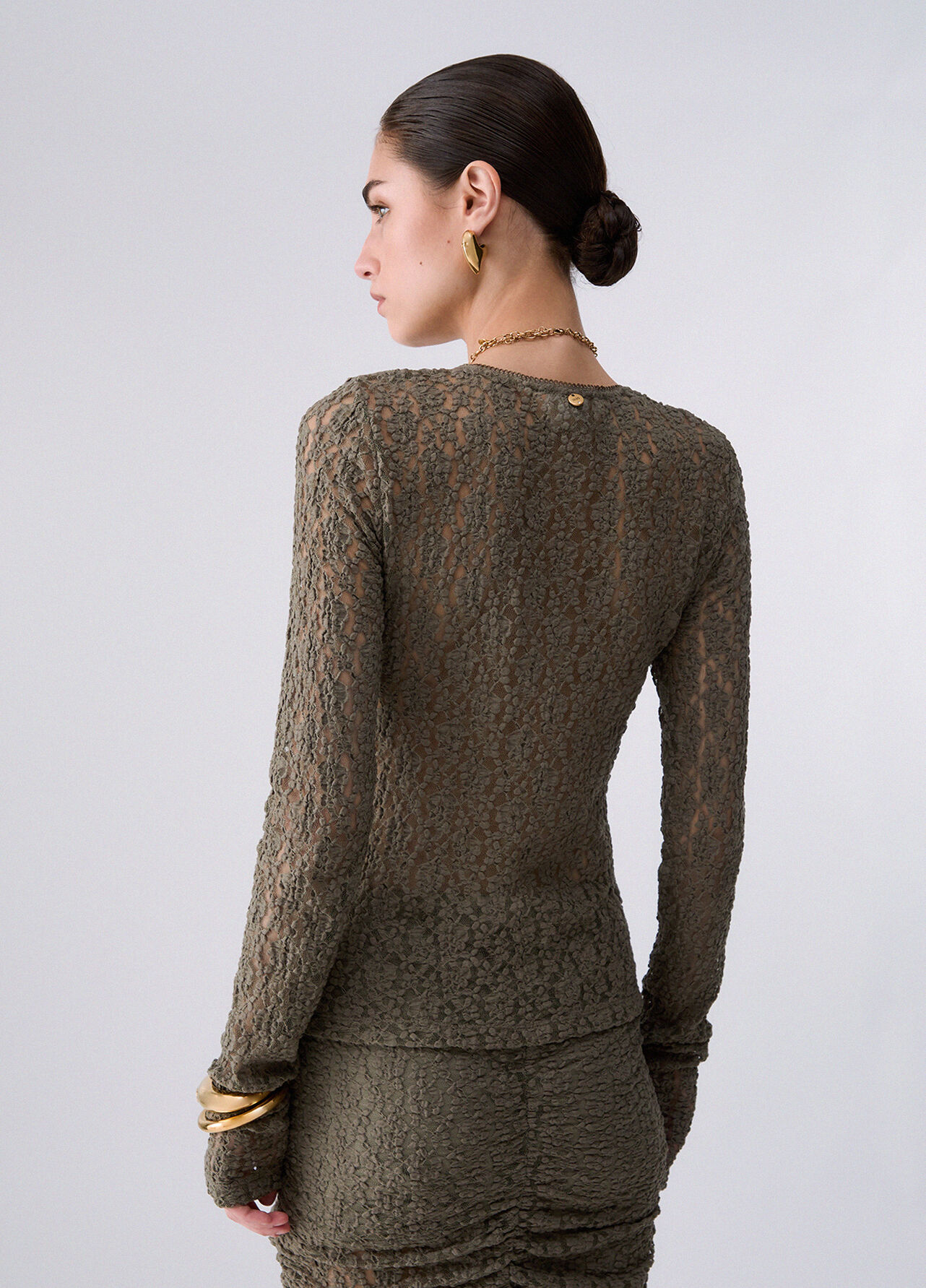Top in pizzo stretch - GREEN