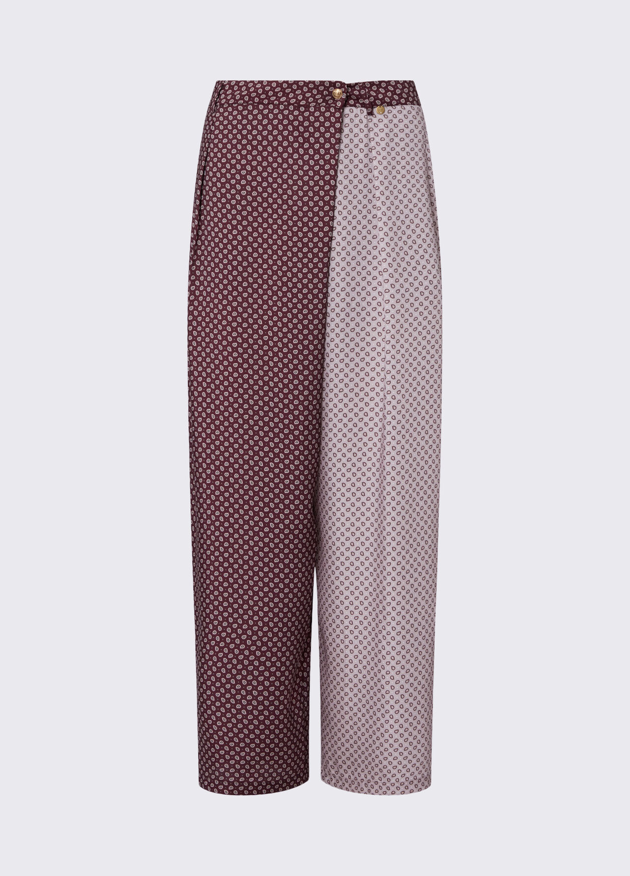 Pantaloni bicolor in twill - AUBERGINE