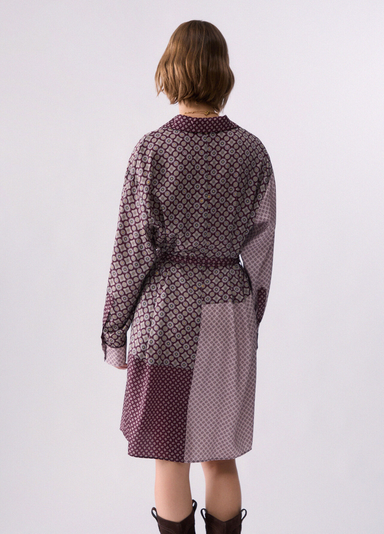 Abito chemisier in twill - AUBERGINE