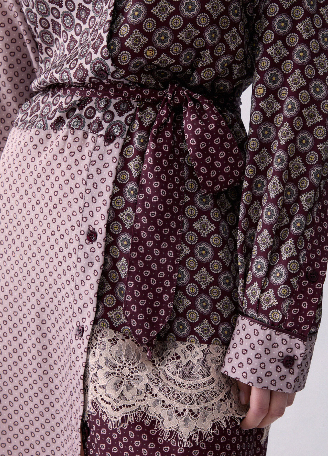 Abito chemisier in twill - AUBERGINE