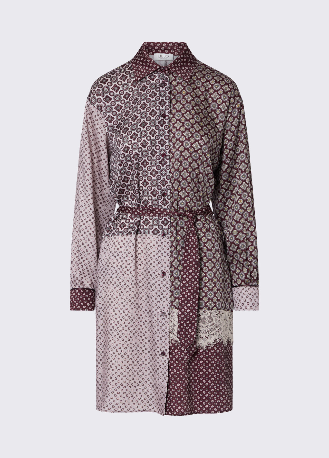 Abito chemisier in twill - AUBERGINE