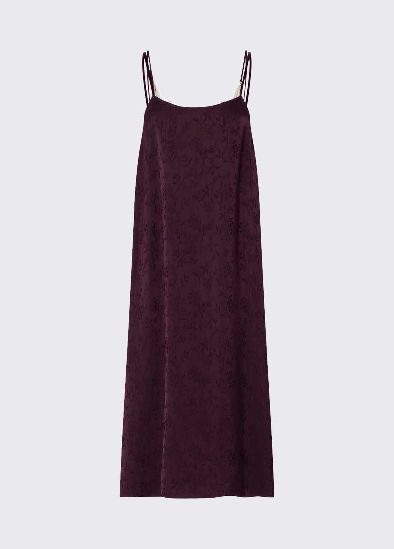 Abito lingerie in raso jacquard - AUBERGINE