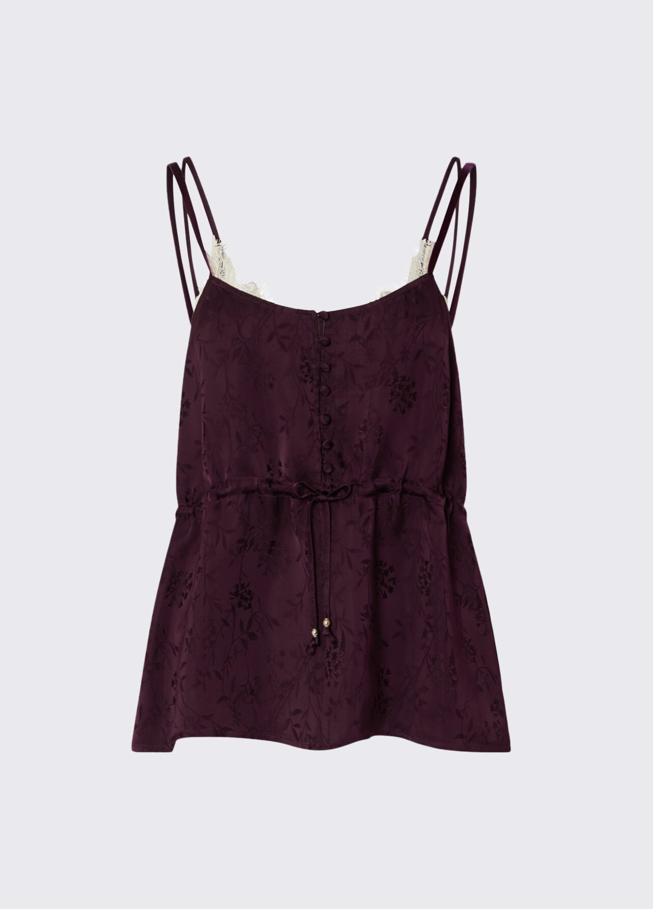 Top lingerie in raso jacquard - AUBERGINE
