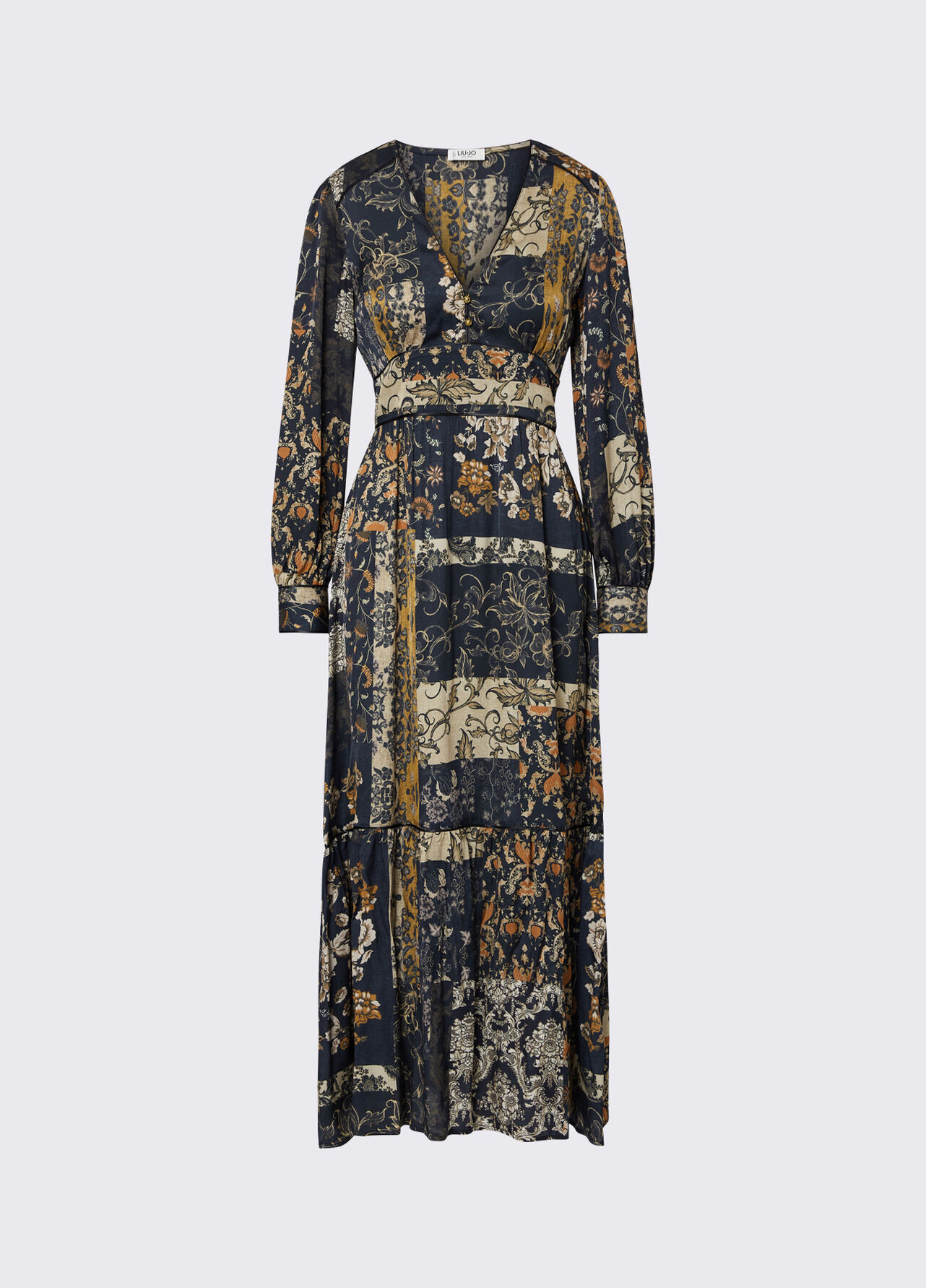 Abito lungo con balze - FLORAL PRINT