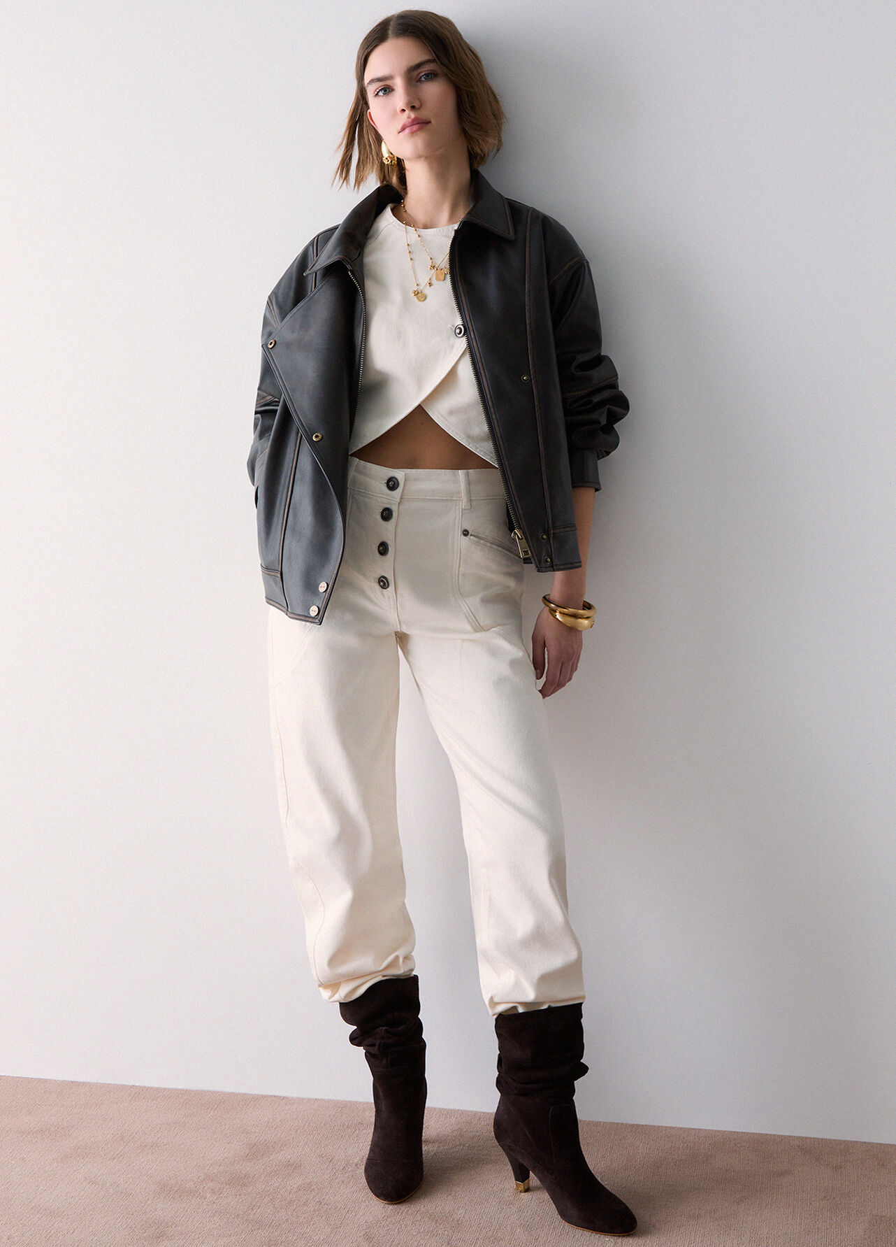 Gilet slim fit asimmetrico - WHITE