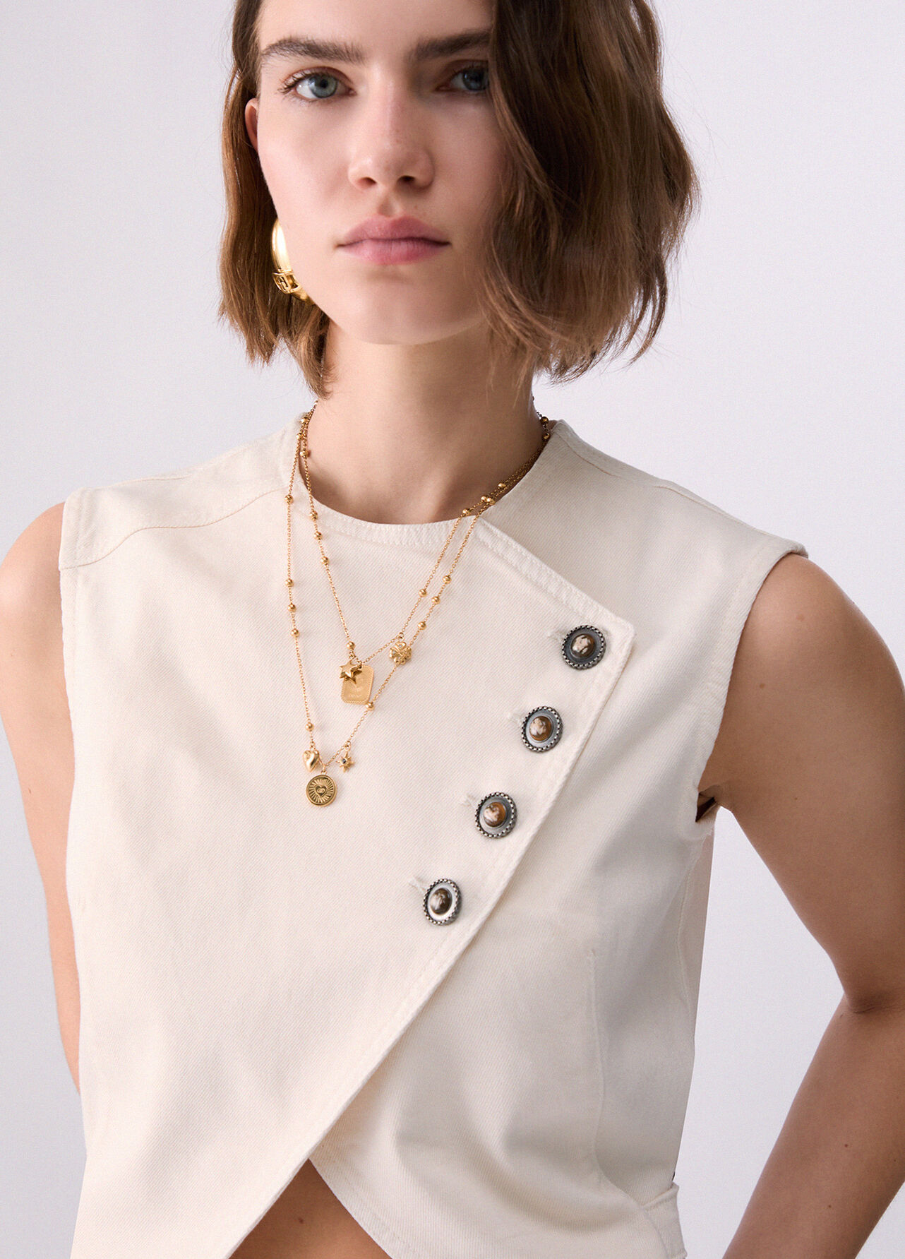 Gilet slim fit asimmetrico - WHITE