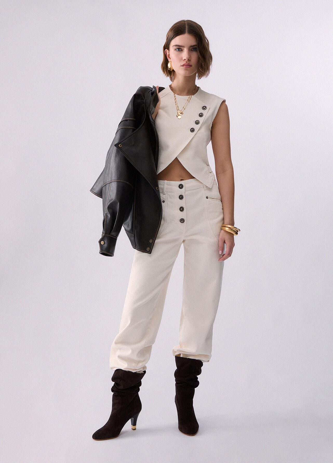 Gilet slim fit asimmetrico - WHITE