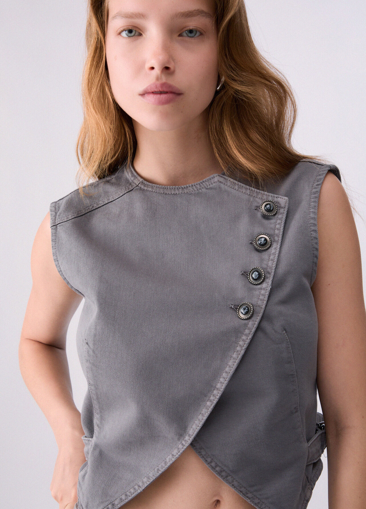 Gilet slim fit asimmetrico - GREY