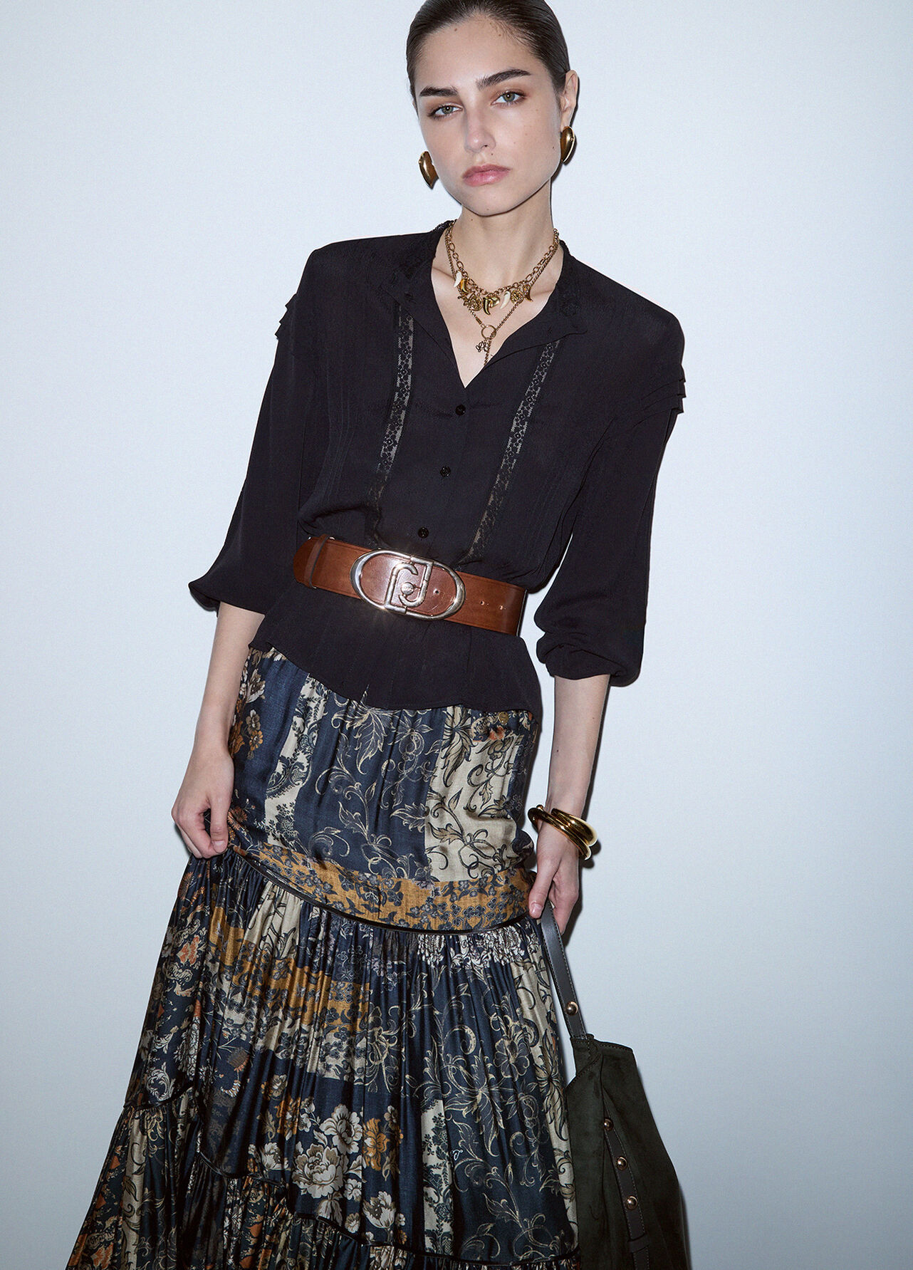 Camicia con pizzo - BLACK