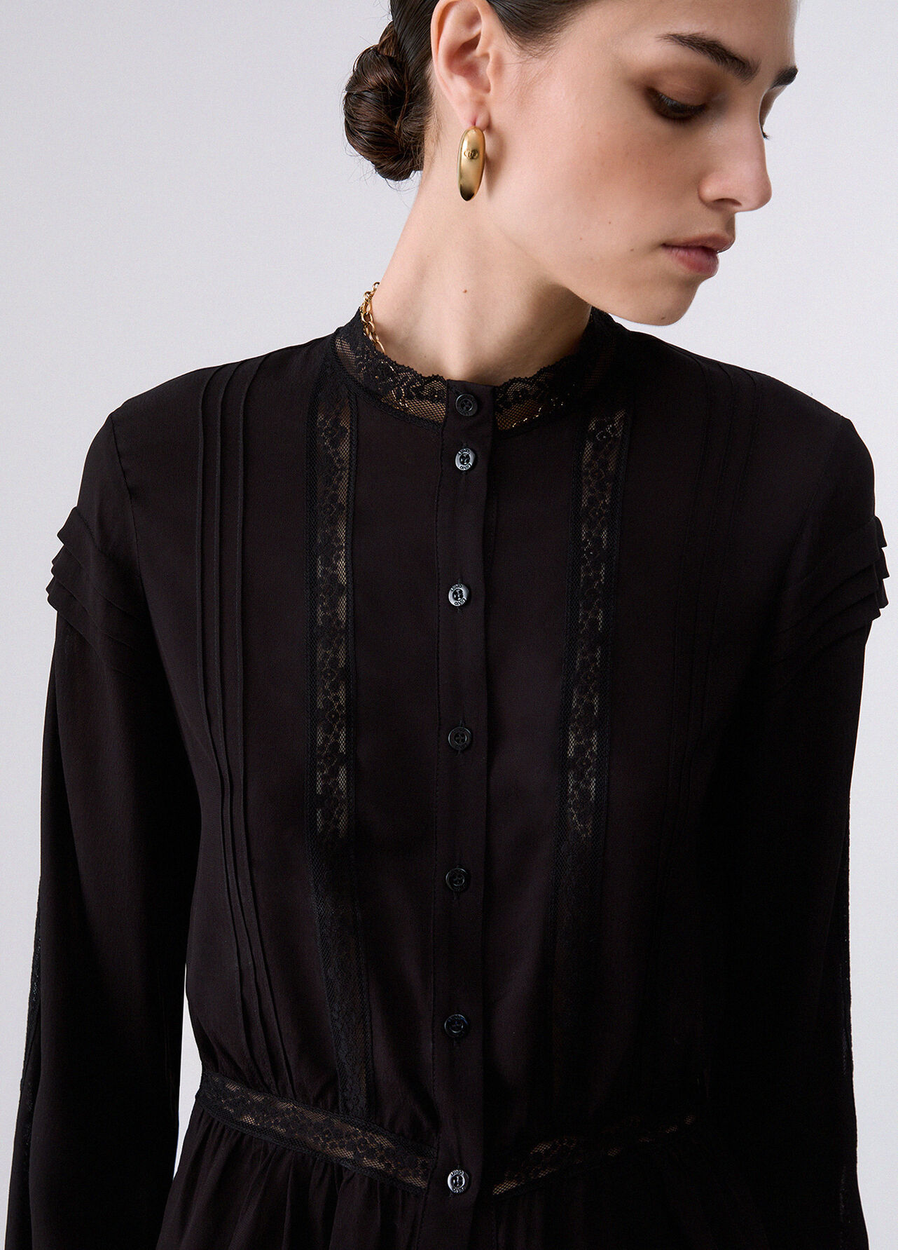 Camicia con pizzo - BLACK