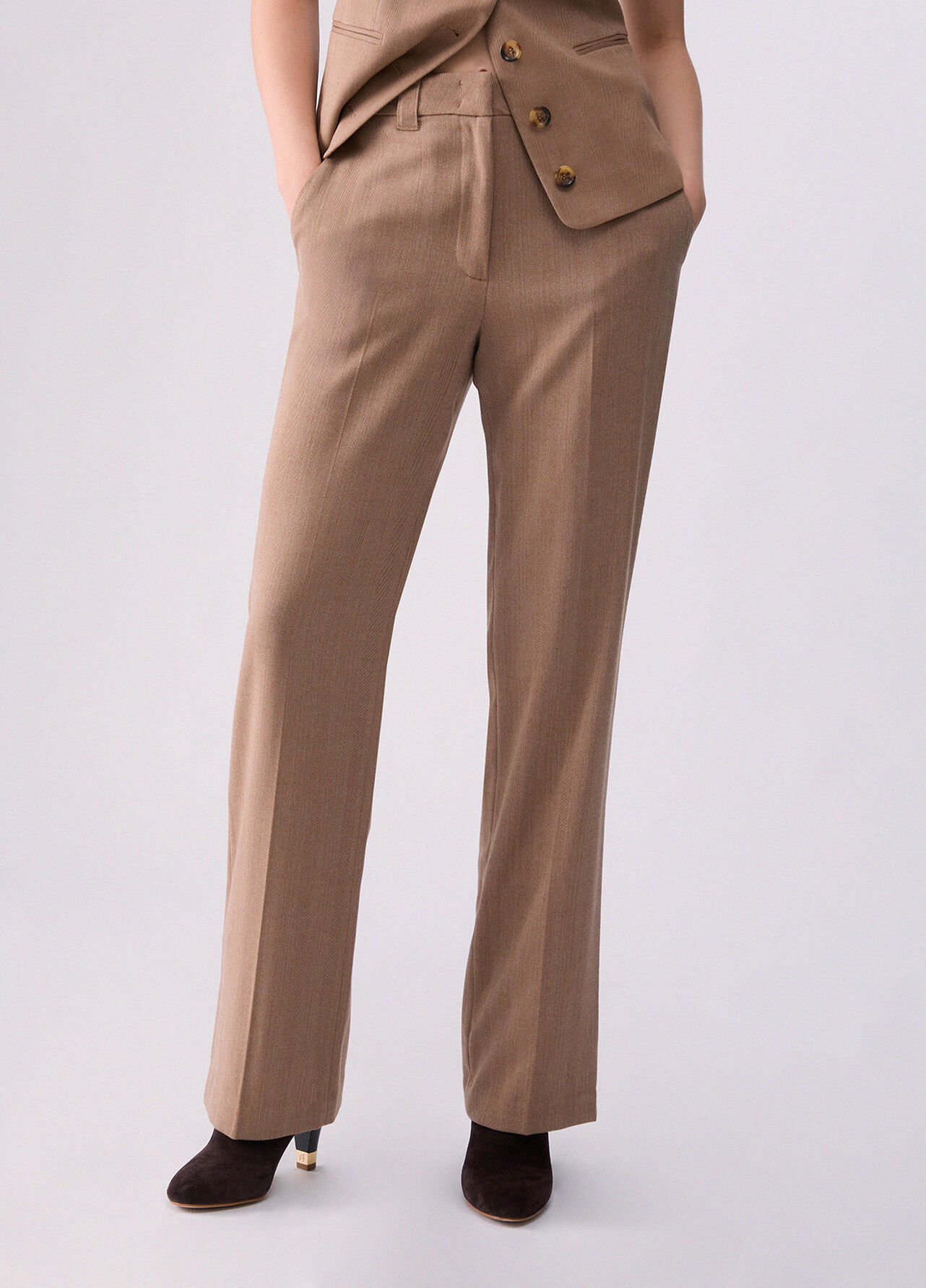 Pantaloni straight - BEIGE