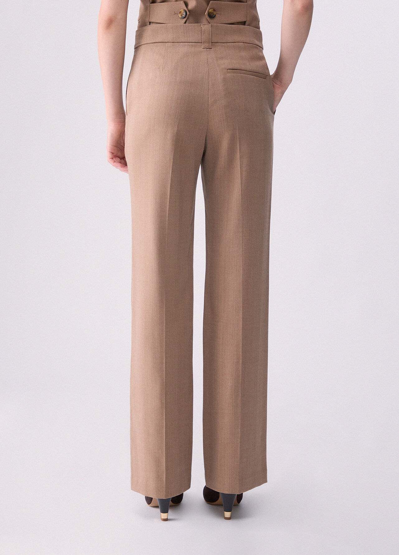 Pantaloni straight - BEIGE