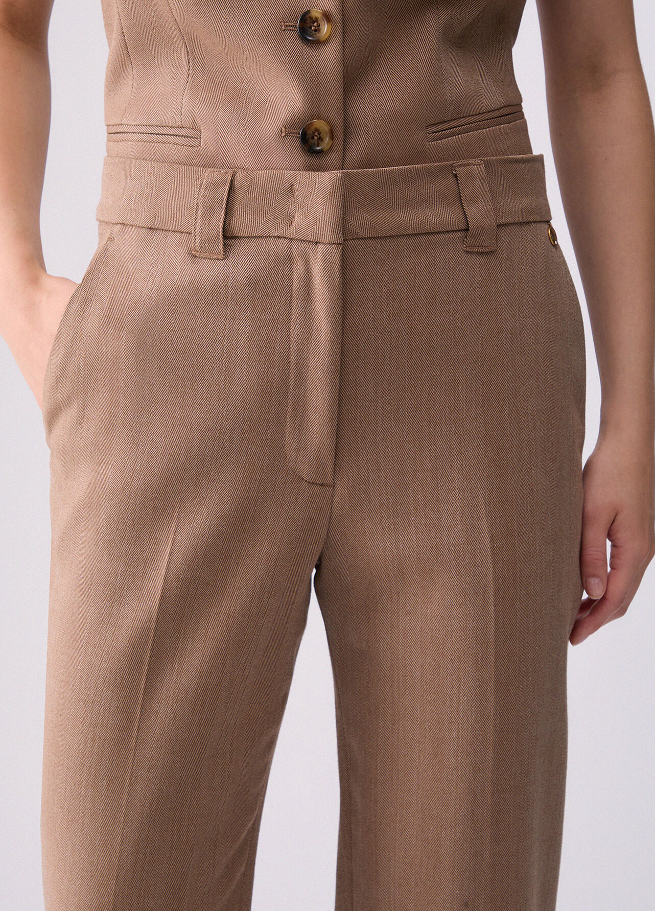 Pantaloni straight - BEIGE