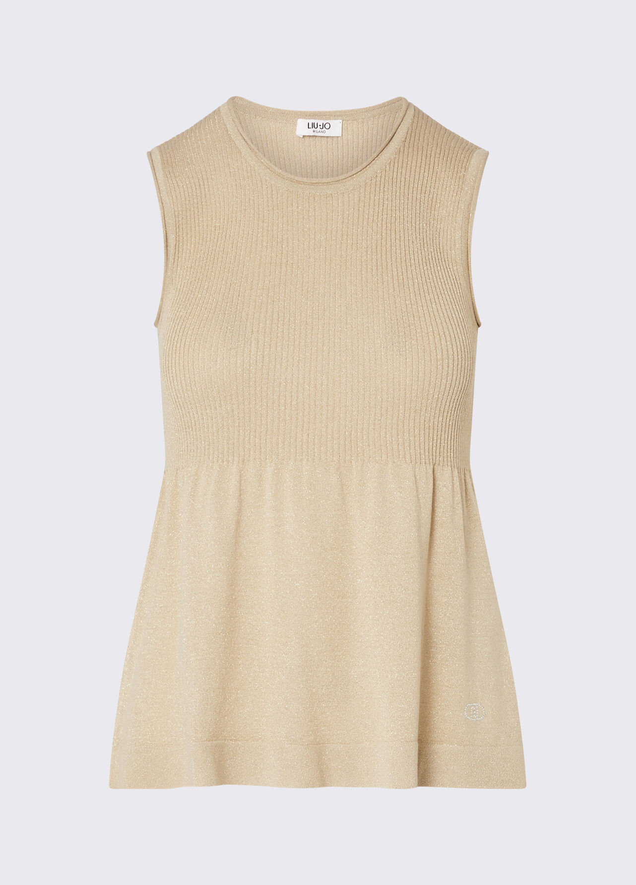 Top in maglia lamé - BEIGE