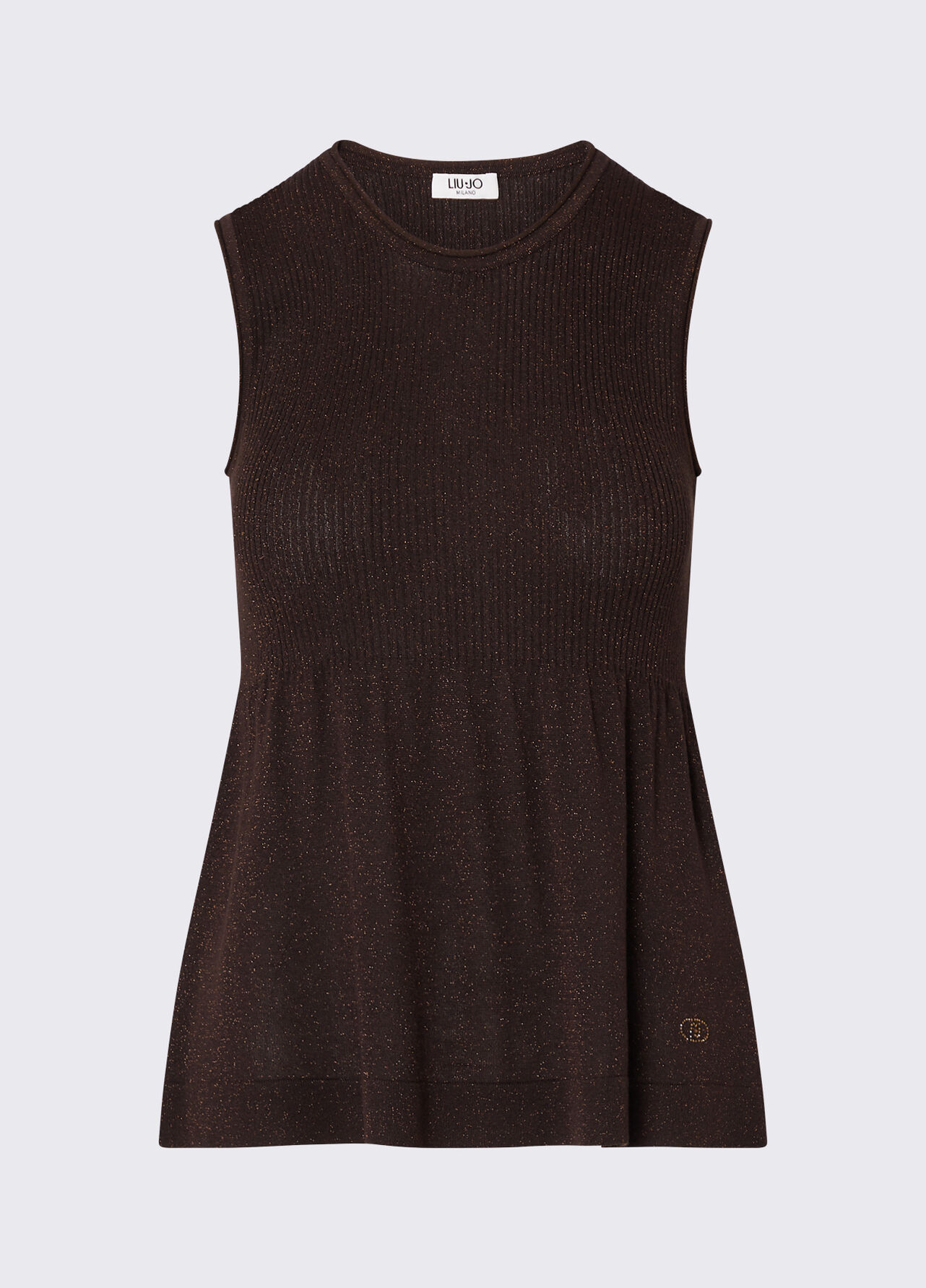 Top in maglia lamé - DARK BROWN
