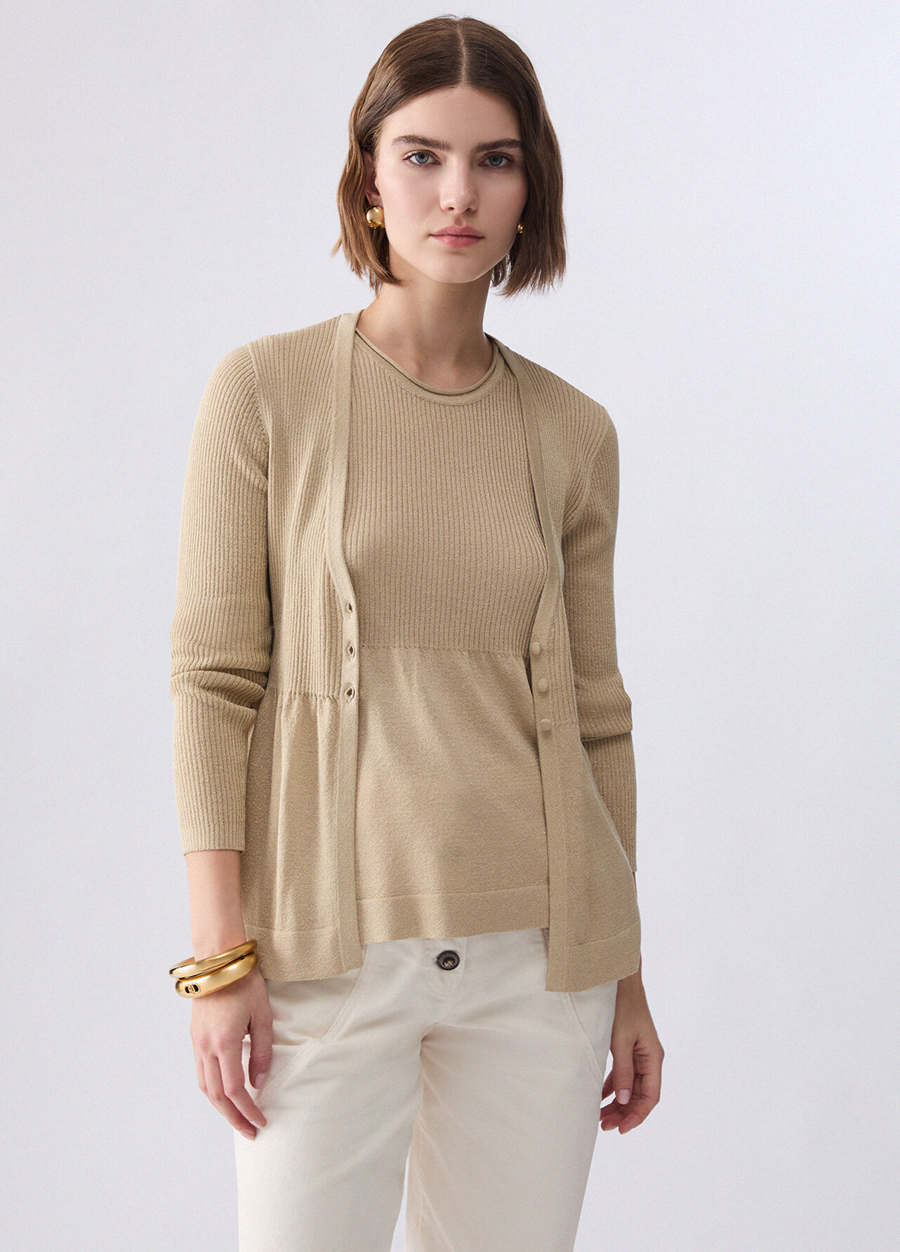 Maglia con lamé - BEIGE