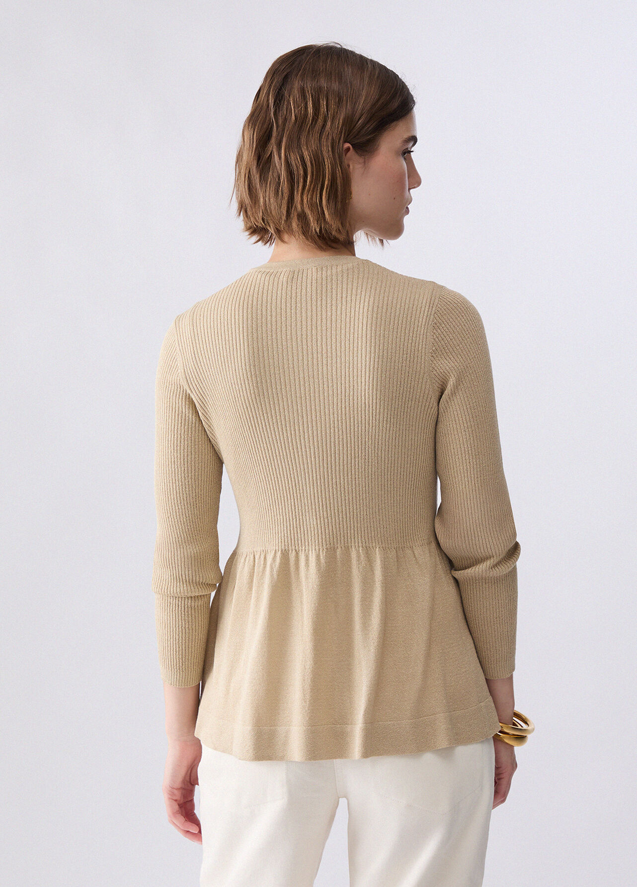 Maglia con lamé - BEIGE