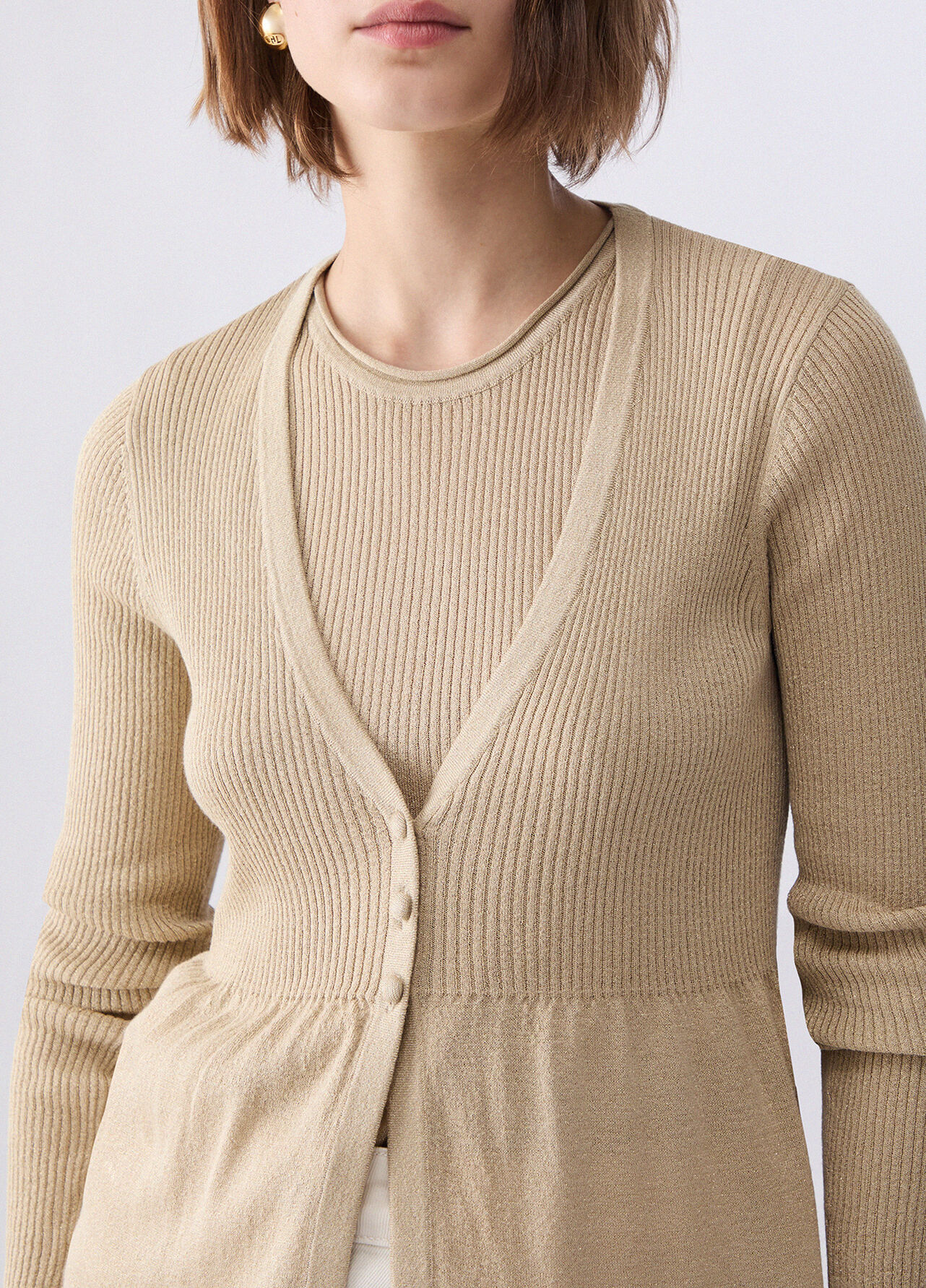 Maglia con lamé - BEIGE