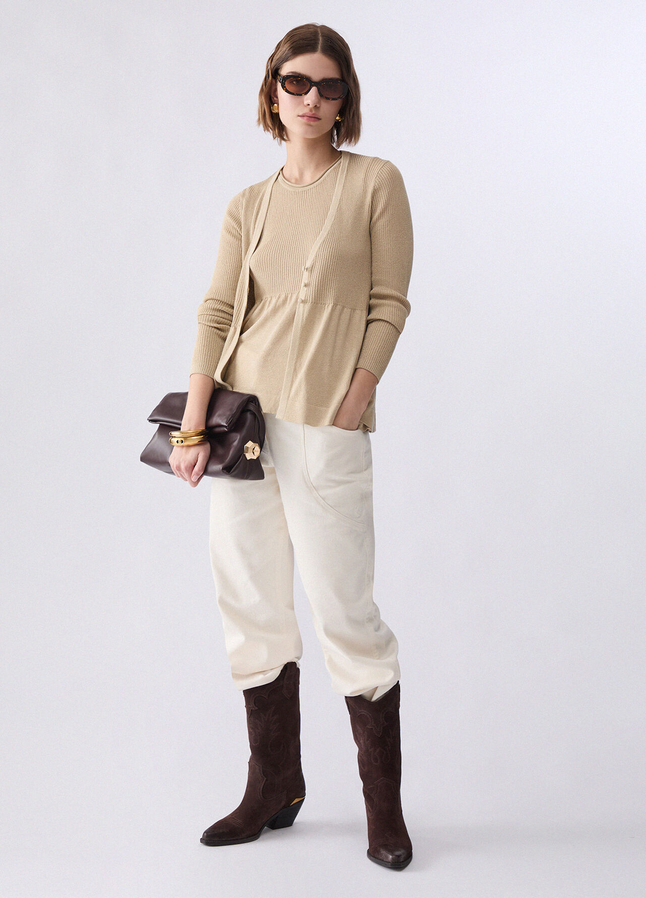 Maglia con lamé - BEIGE