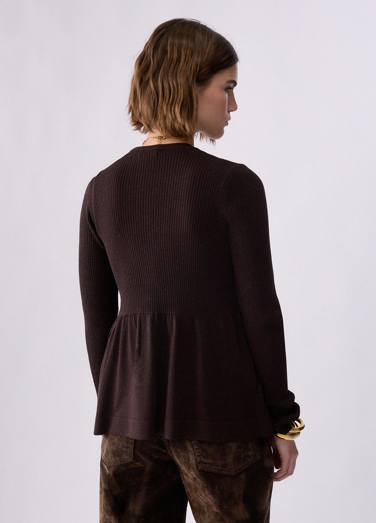 Maglia con lamé - DARK BROWN