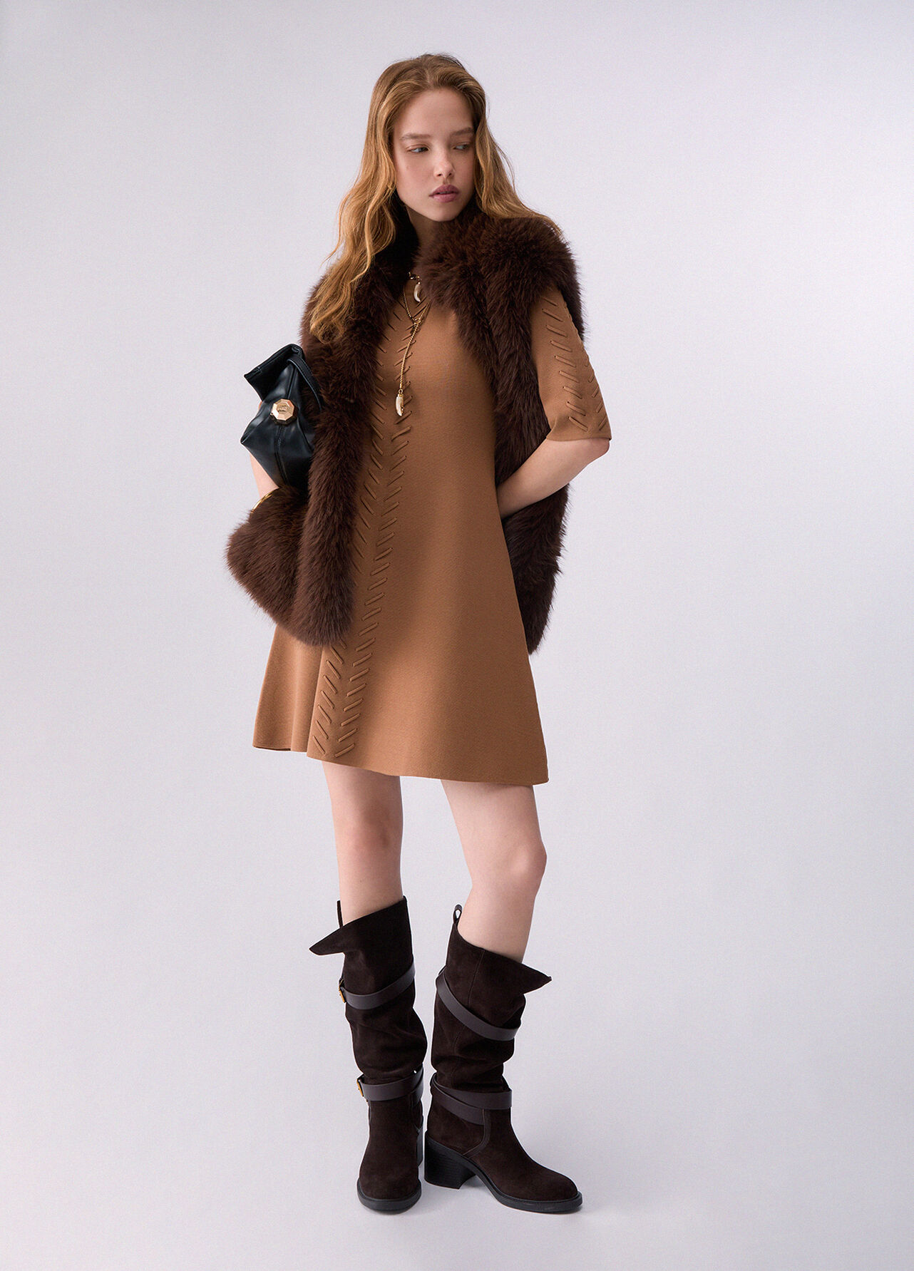 Abito in maglia fit & flare - BEIGE