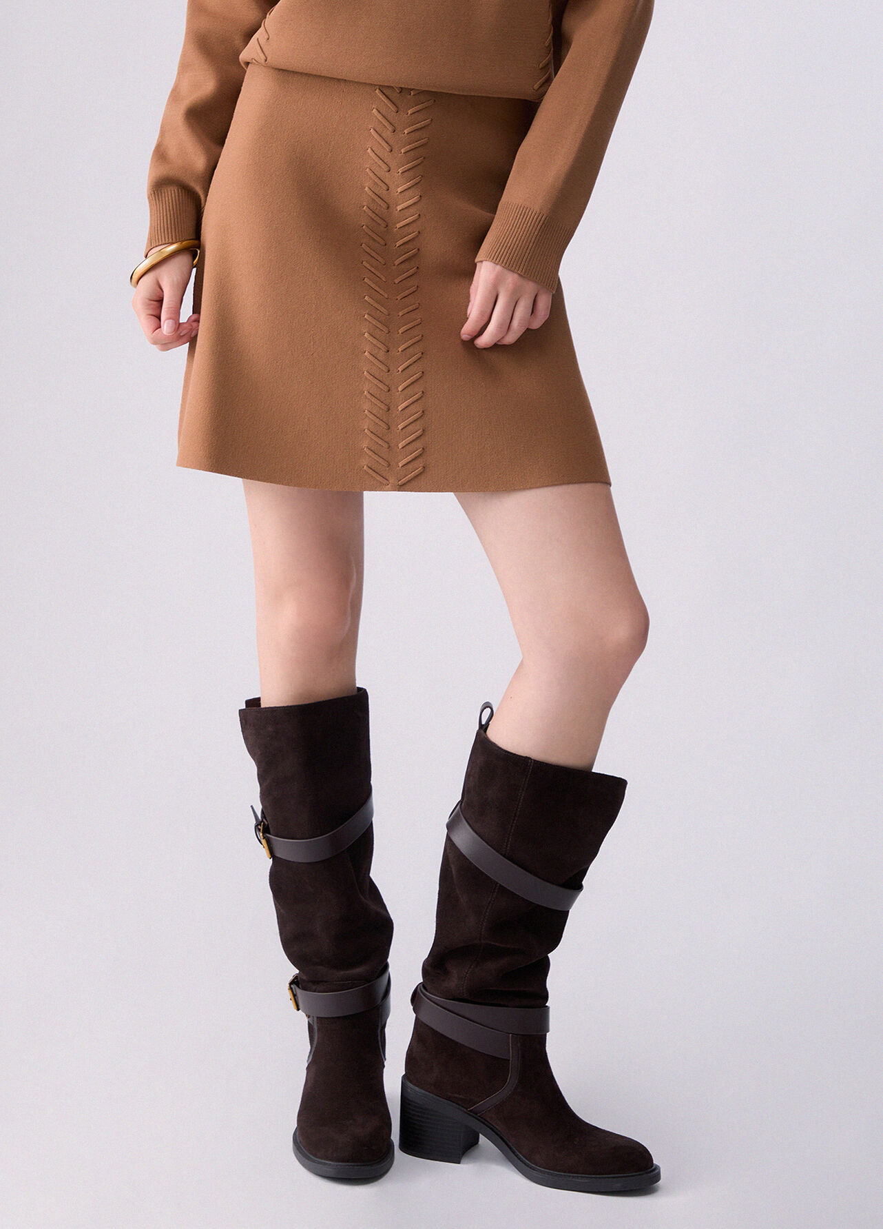 Minigonna con dettagli intrecciati - BEIGE