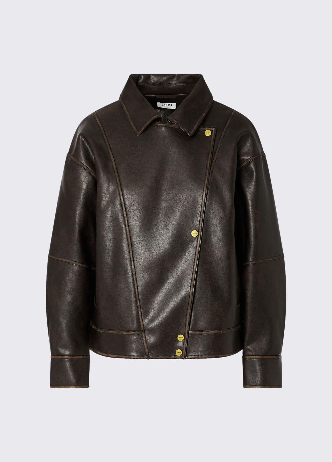 Bomber oversize in tessuto spalmato - DARK BROWN
